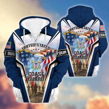 Premium USCG Zip Hoodie VPVC600905, Custom Name, Rank, Gifts For Coast Guard Veteran