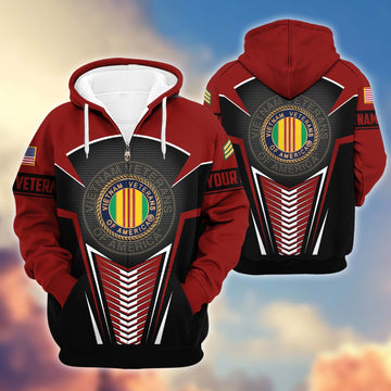Premium Vietnam Veterans Zip Hoodie VPVC600806, Custom Name, Rank, Gifts For Vietnam Veterans