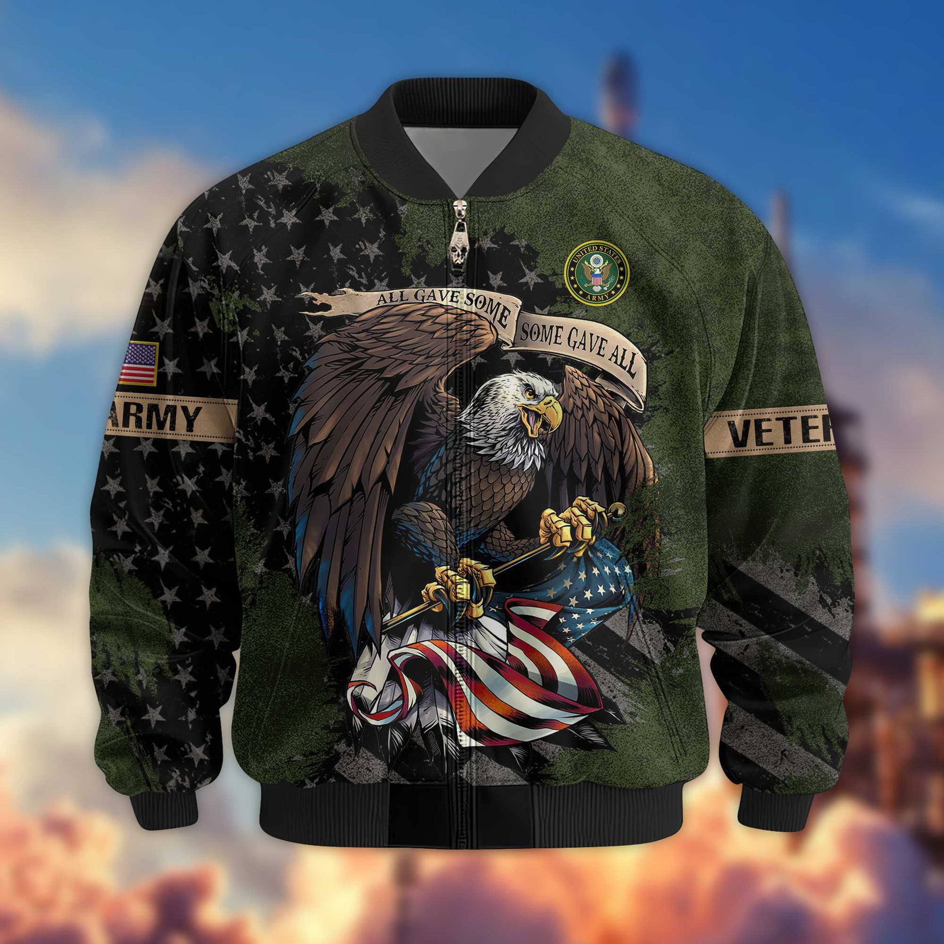 Premium US Army Veteran Bomber Jacket VPVC801401, Gifts For US Army Veteran