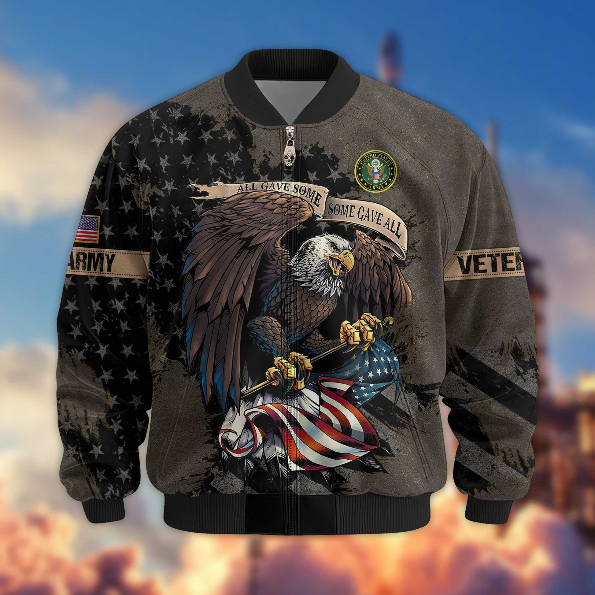 Premium US Army Veteran Bomber Jacket VPVC801410, Gifts For US Army Veteran