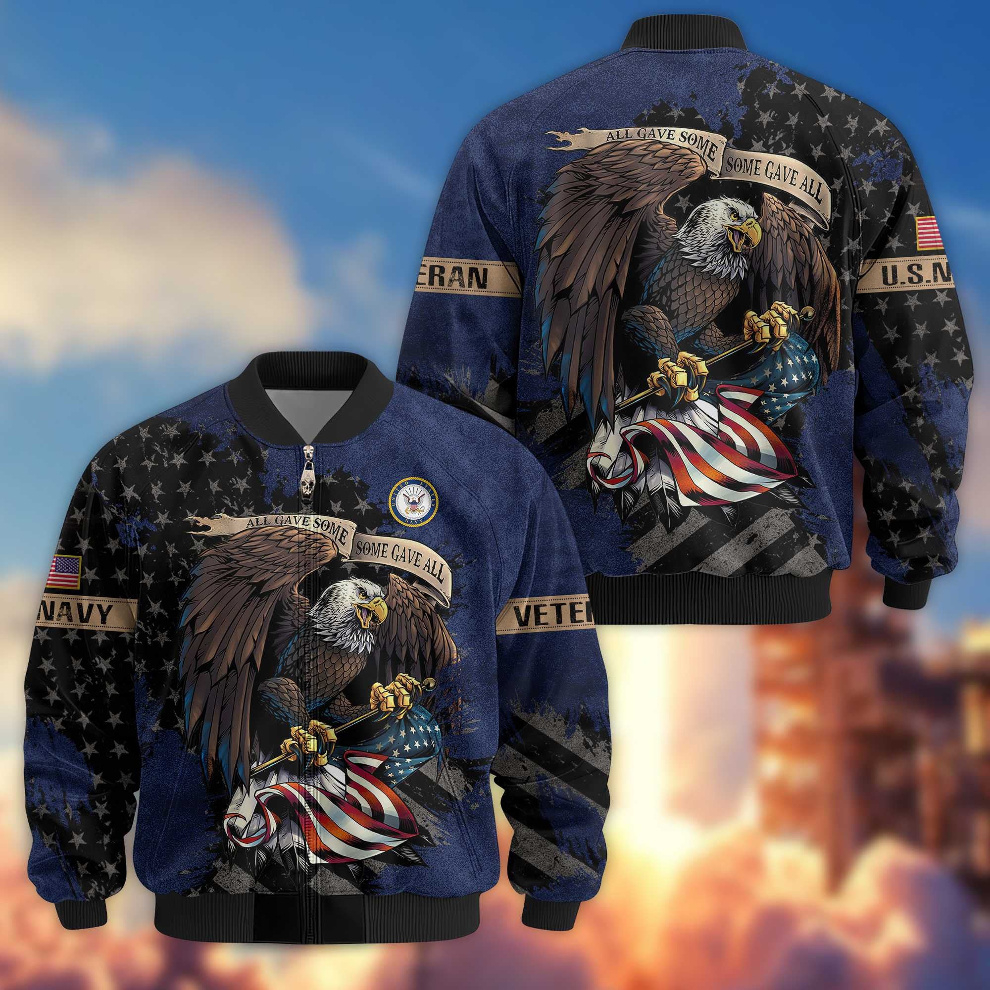 Premium US Navy Veteran Bomber Jacket VPVC801402, Gifts For US Navy Veteran