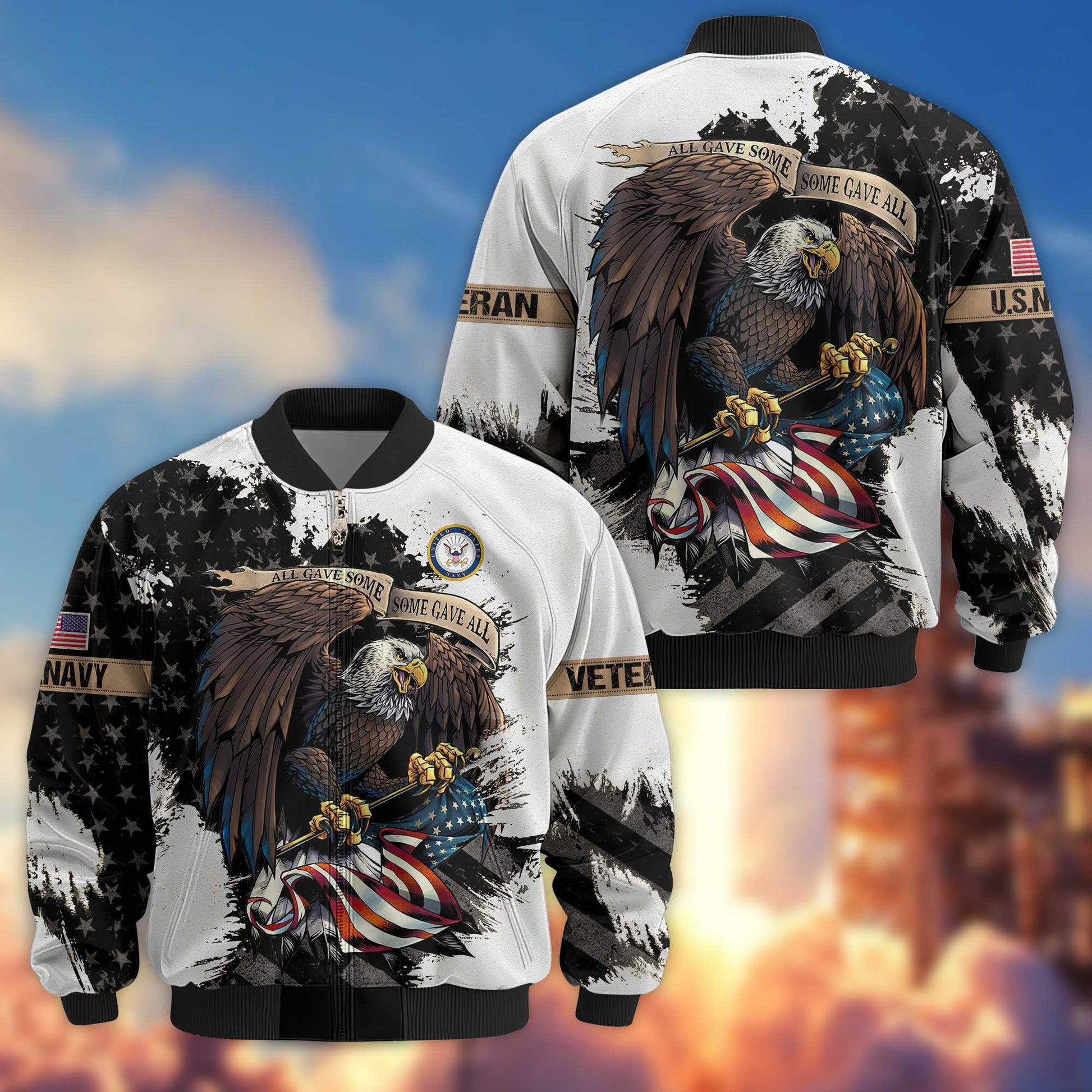 Premium US Navy Veteran Bomber Jacket VPVC801411, Gifts For US Navy Veteran