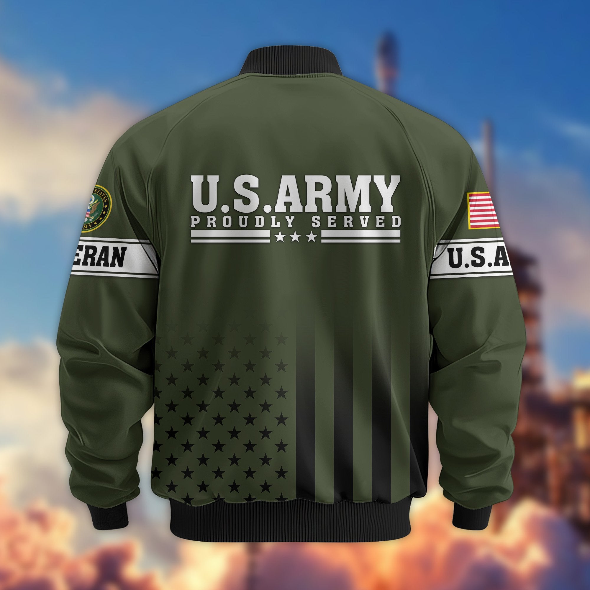 Premium US Army Veteran Bomber Jacket VPVC800801, Gifts For US Army Veteran