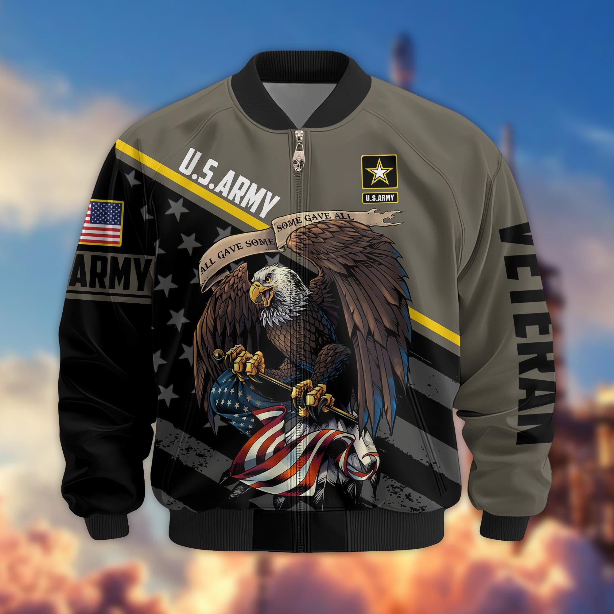 Premium US Army Veteran Bomber Jacket VPVC801201, Gifts For US Army Veteran