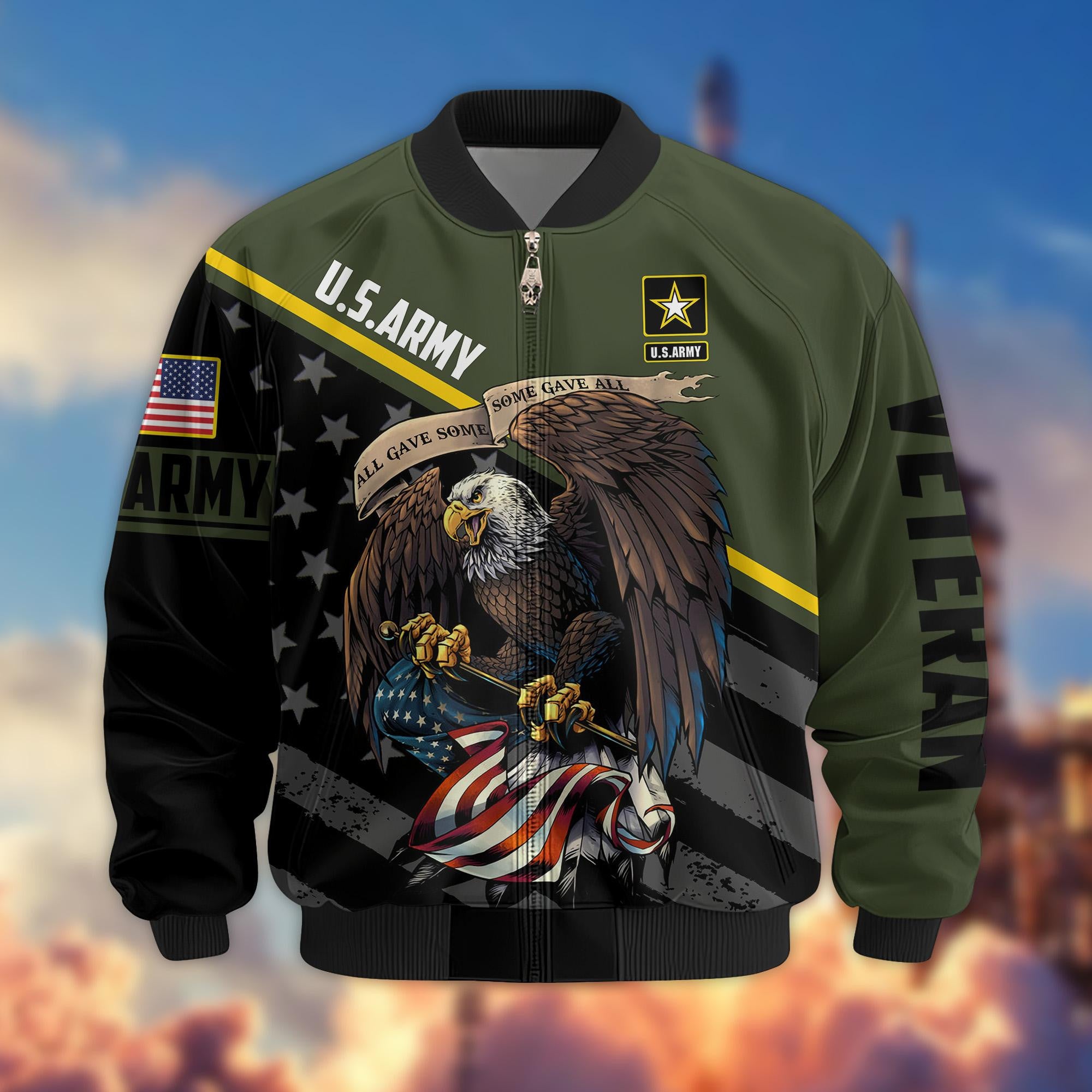 Premium US Army Veteran Bomber Jacket VPVC801210, Gifts For US Army Veteran
