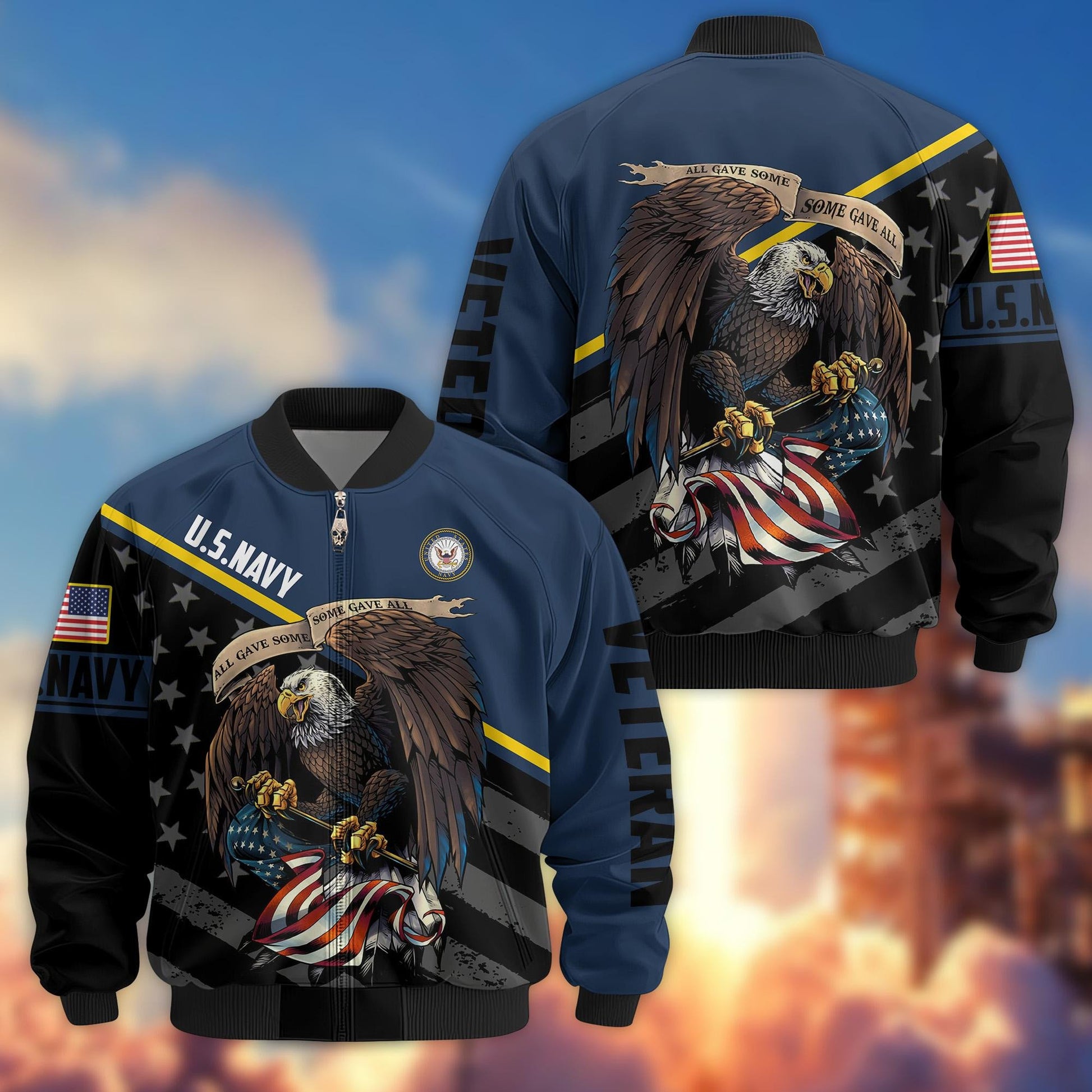 Premium US Navy Veteran Bomber Jacket VPVC801202, Gifts For US Navy Veteran