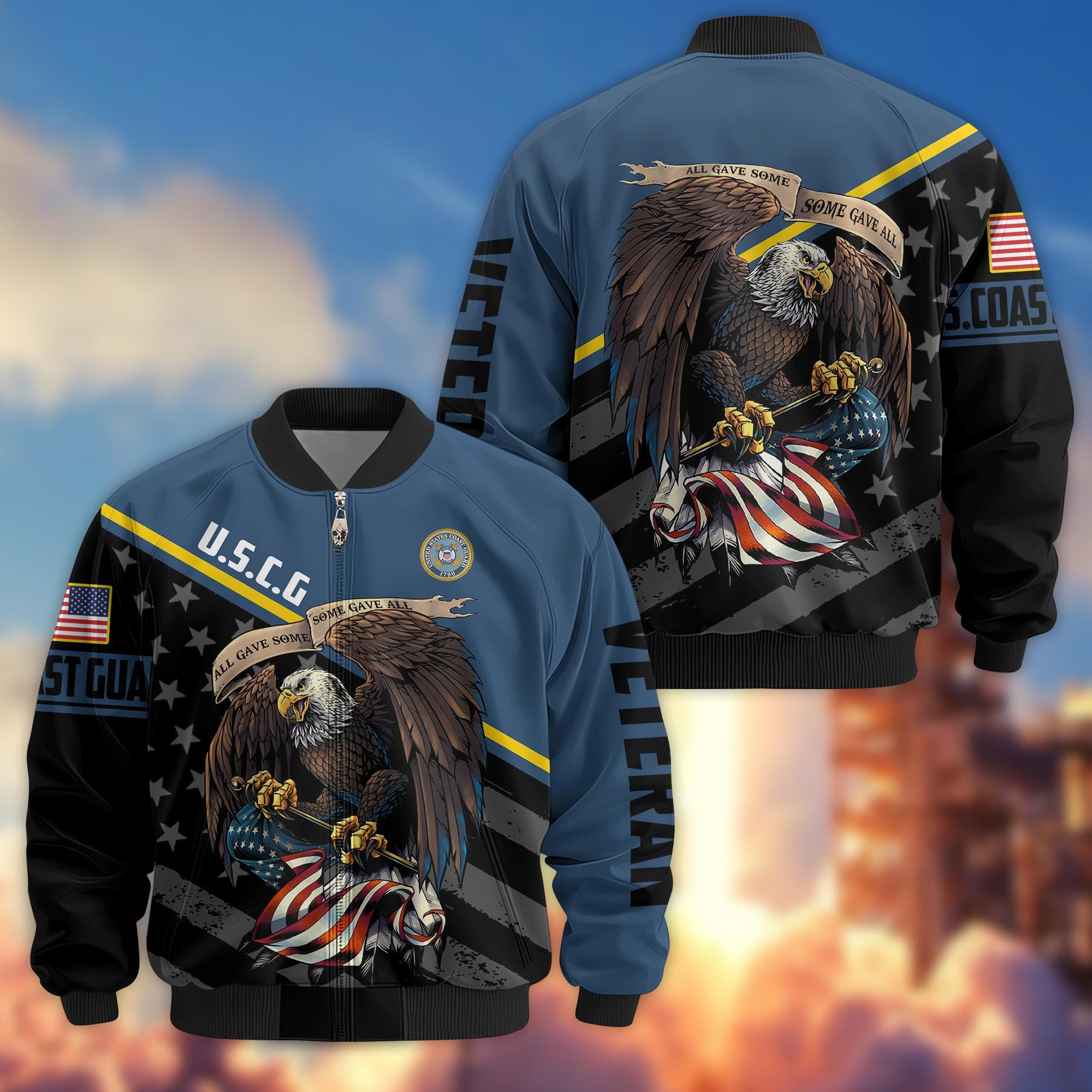 Premium USCG Veteran Bomber Jacket VPVC801205, Gifts For US Coast Guard Veteran