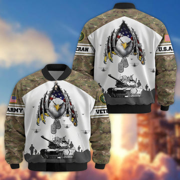 Premium US Army Veteran Bomber Jacket VPVC801301, Gifts For US Army Veteran
