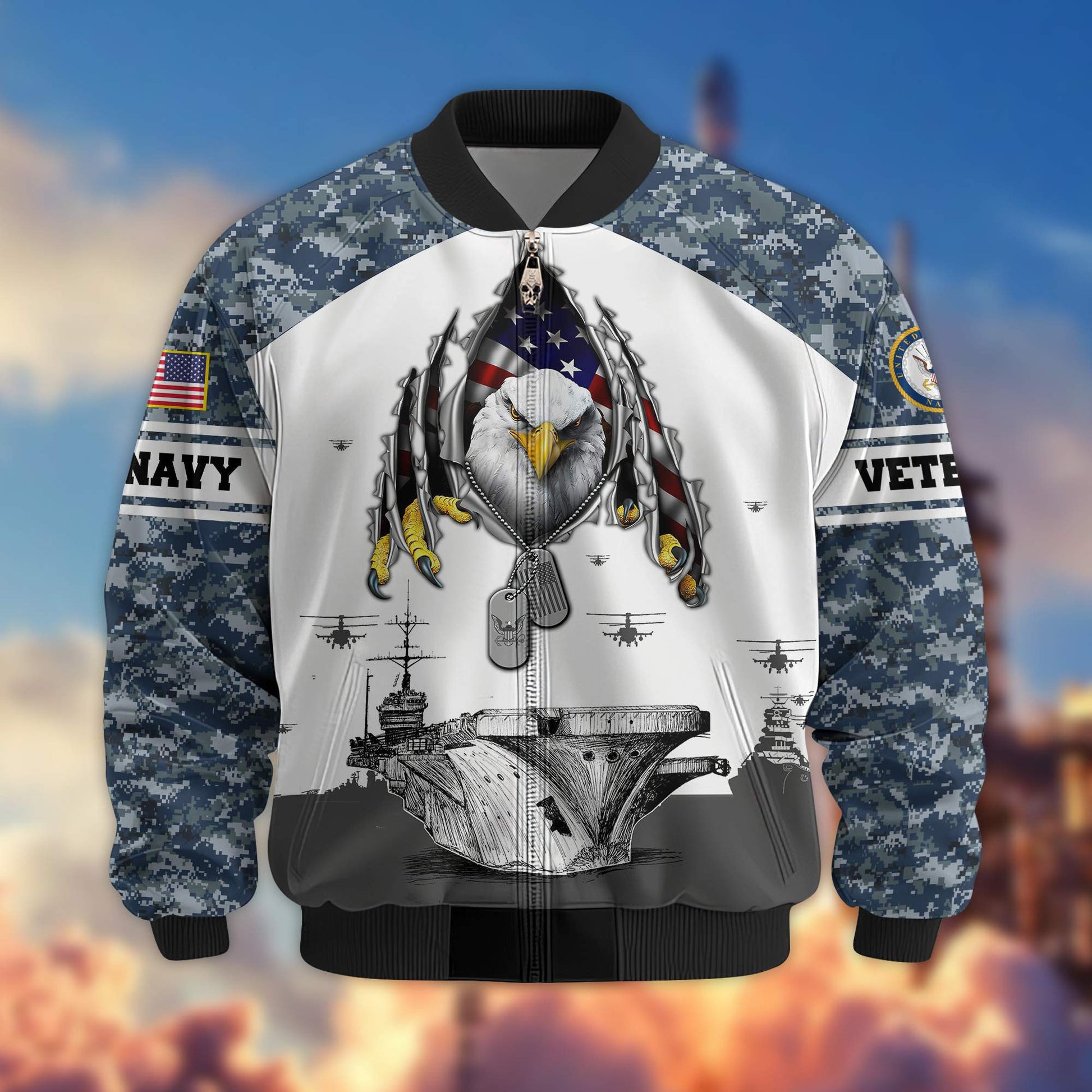 Premium US Navy Veteran Bomber Jacket VPVC801302, Gifts For US Navy Veteran