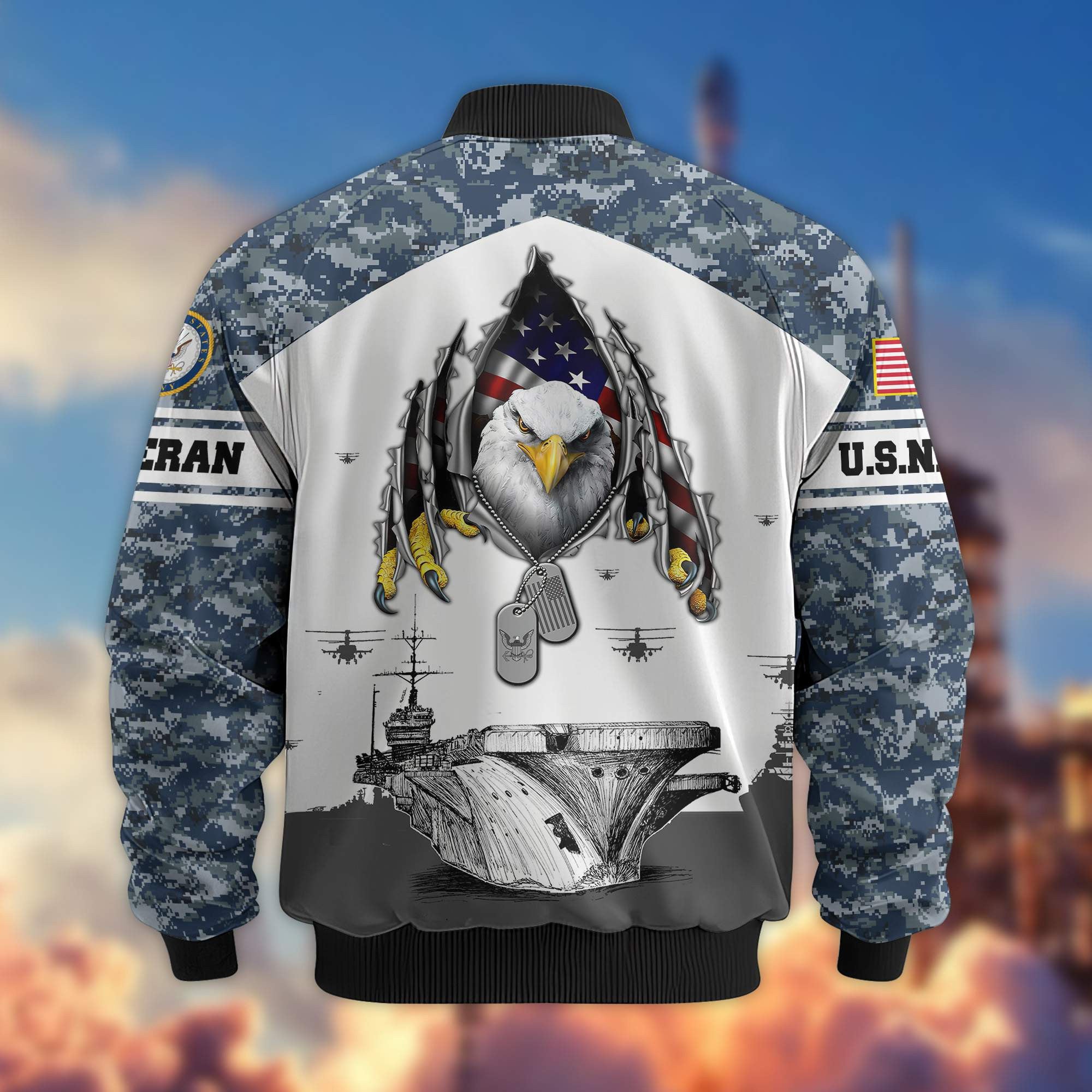 Premium US Navy Veteran Bomber Jacket VPVC801302, Gifts For US Navy Veteran