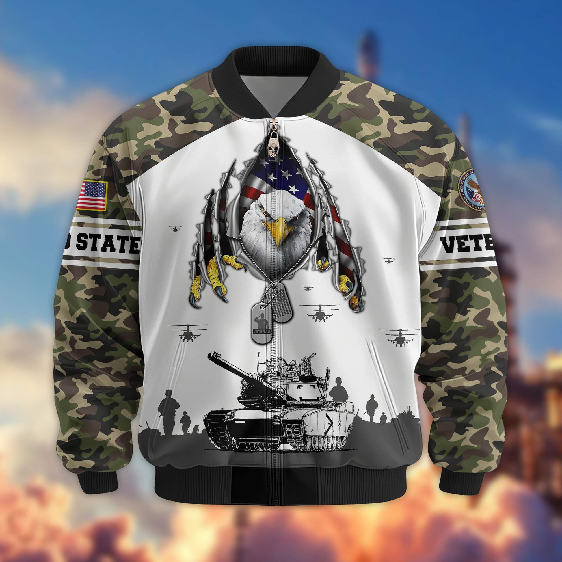 Premium US Veterans Bomber Jacket VPVC801307, Gifts For US Veteran