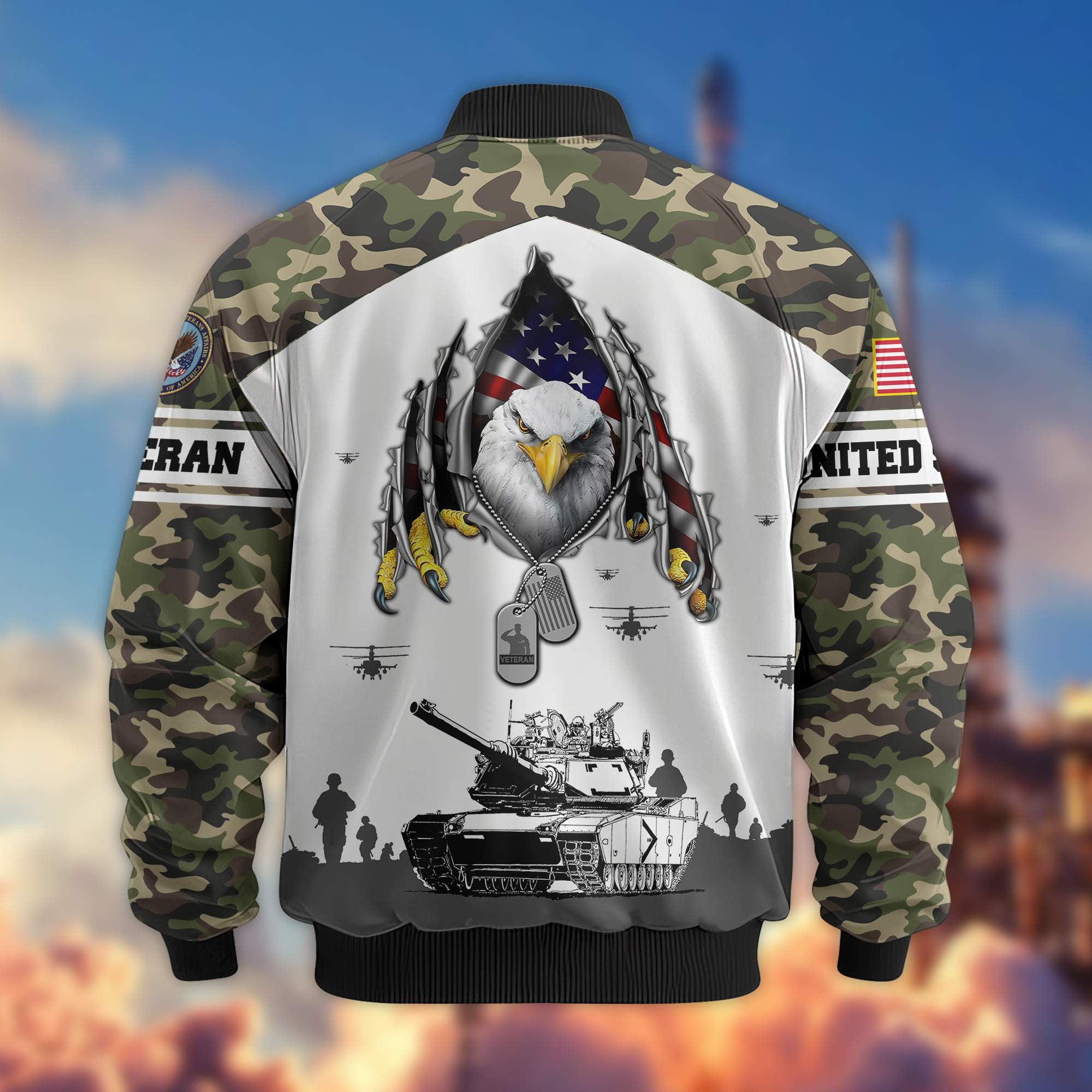 Premium US Veterans Bomber Jacket VPVC801307, Gifts For US Veteran