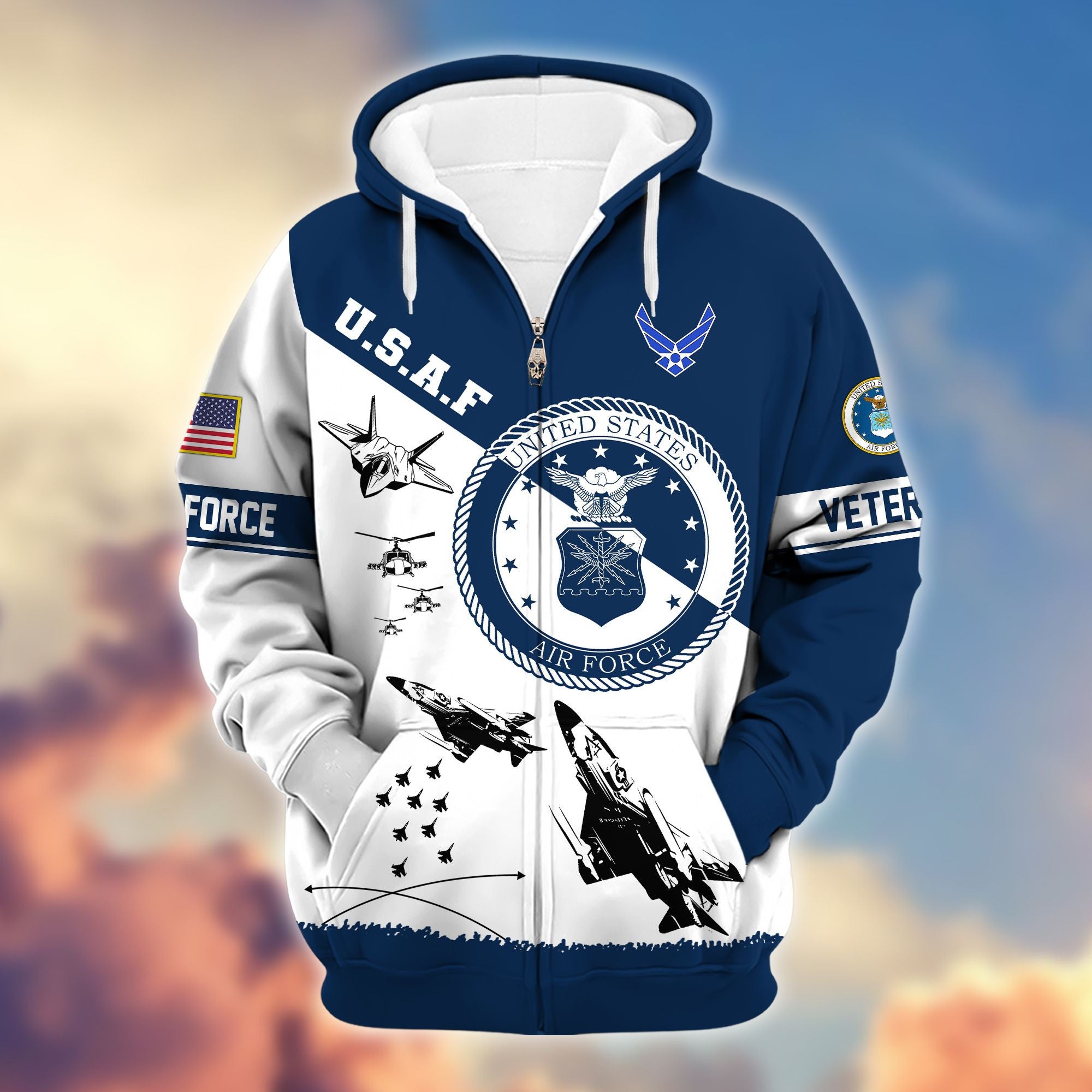 Premium Proudly Served US Veterans Zip Hoodie APHN250911, Gifts For US Veterans, Gifts For Veterans Day