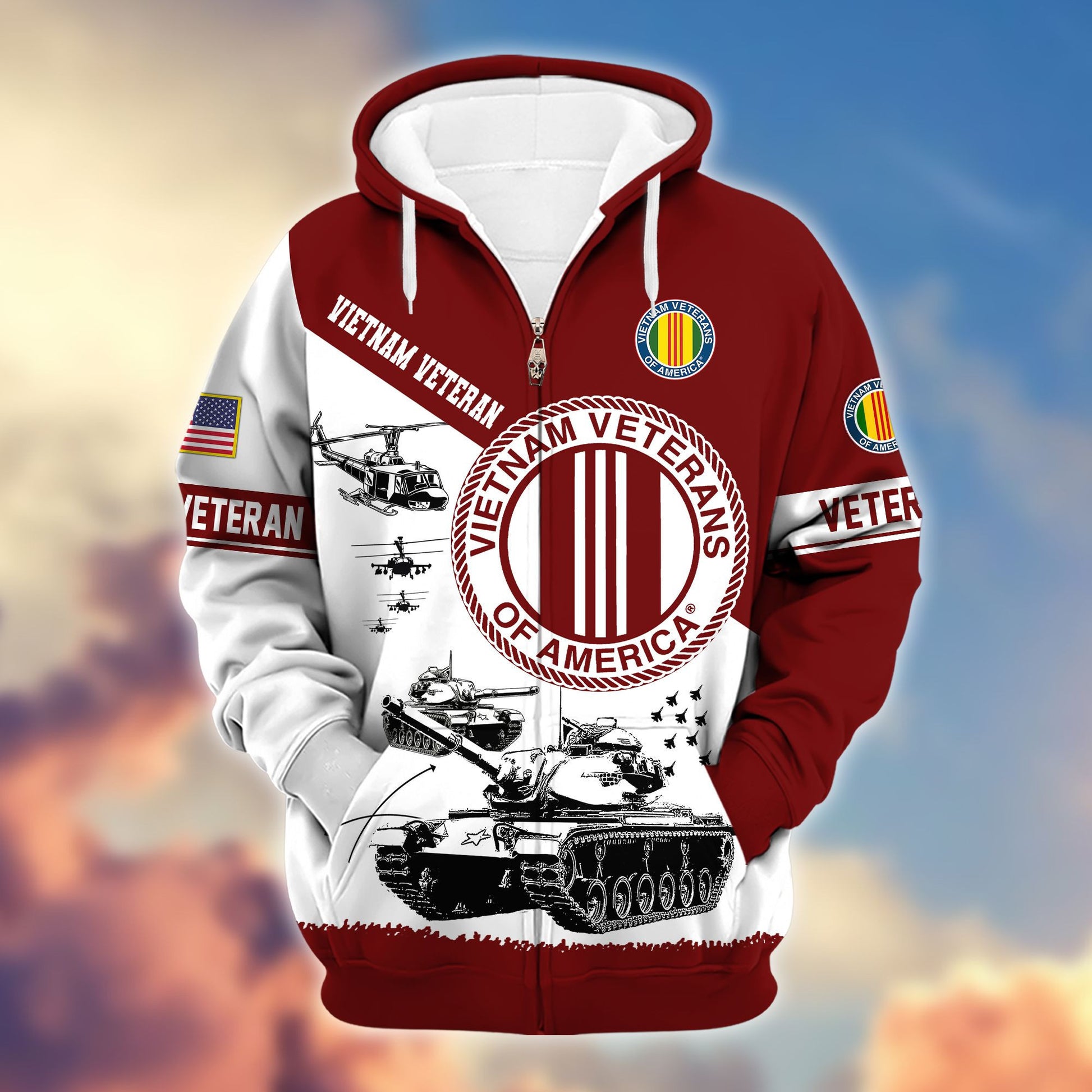 Premium Proudly Served US Veterans Zip Hoodie APHN250911, Gifts For US Veterans, Gifts For Veterans Day