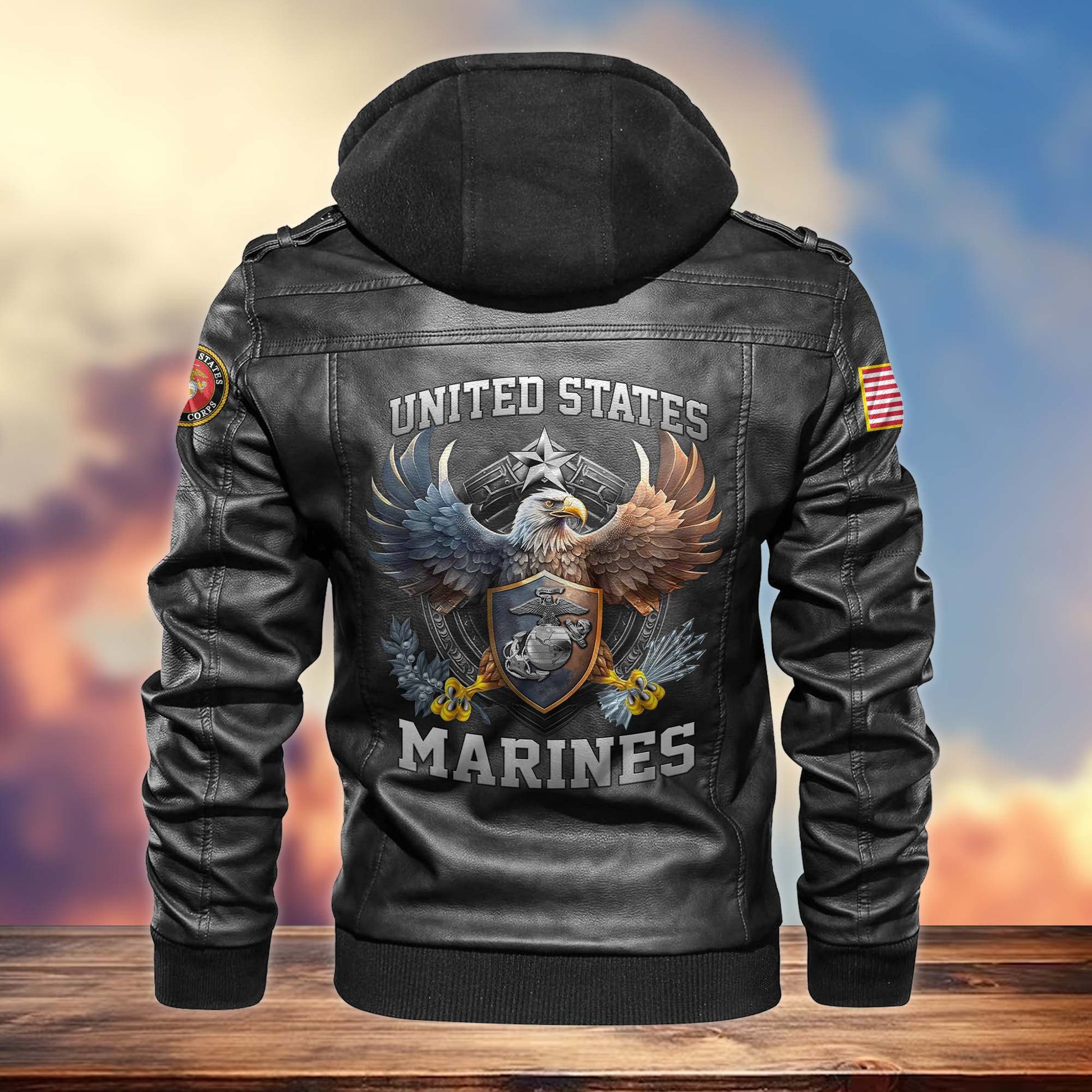 Premium US Veterans Leather Jacket BPVC230902, Gifts For US Veterans, Gifts For Veterans Day