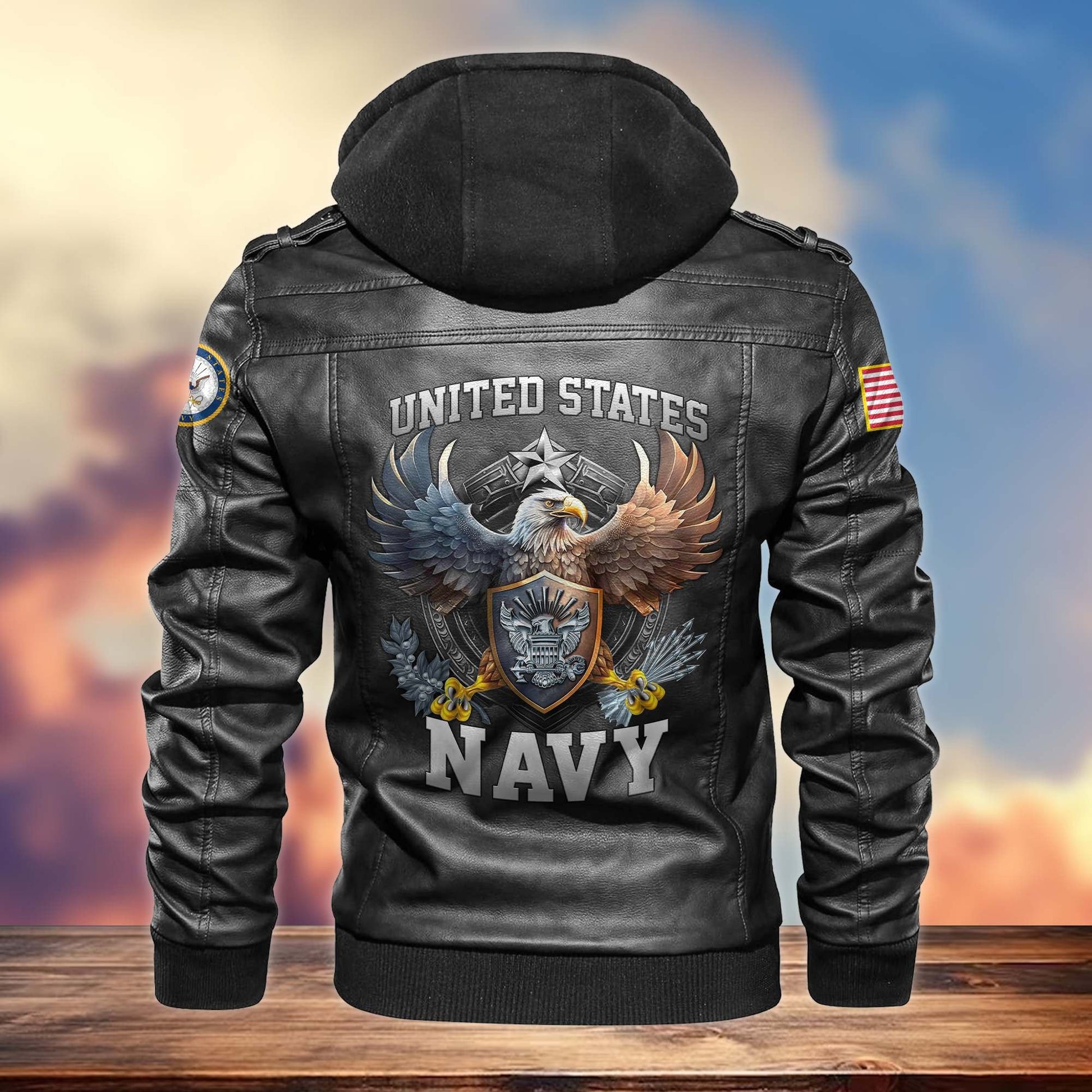 Premium US Veterans Leather Jacket BPVC230902, Gifts For US Veterans, Gifts For Veterans Day