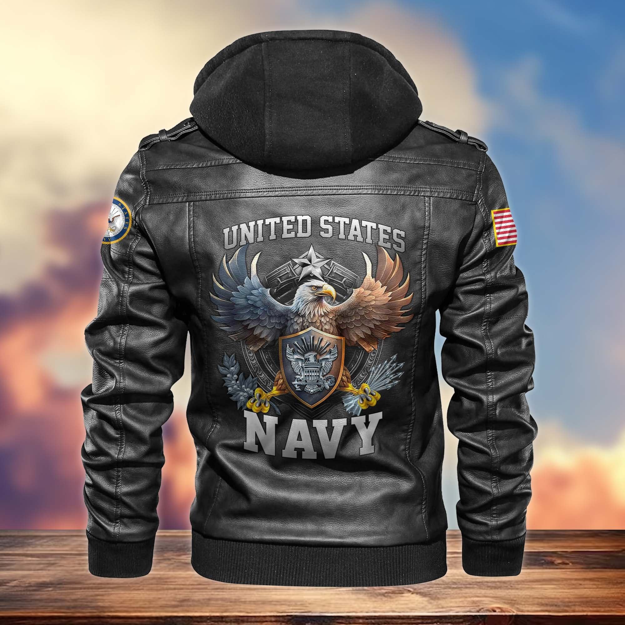 Premium US Veterans Leather Jacket BPVC230902, Gifts For US Veterans, Gifts For Veterans Day