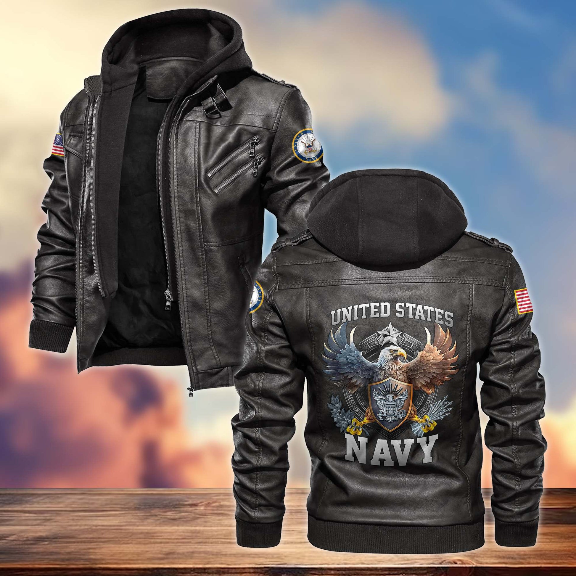 Premium US Veterans Leather Jacket BPVC230902, Gifts For US Veterans, Gifts For Veterans Day