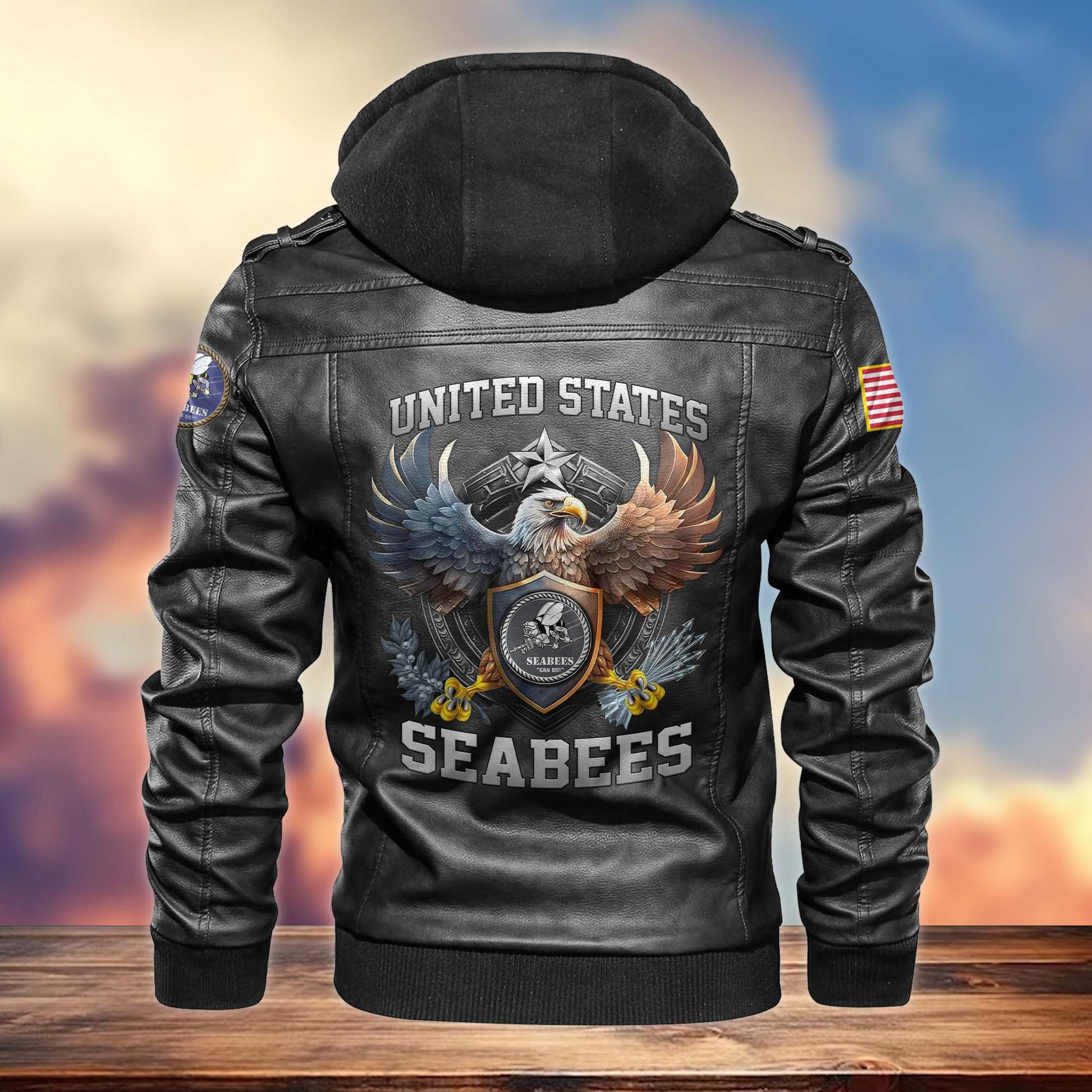 Premium US Veterans Leather Jacket BPVC230902, Gifts For US Veterans, Gifts For Veterans Day
