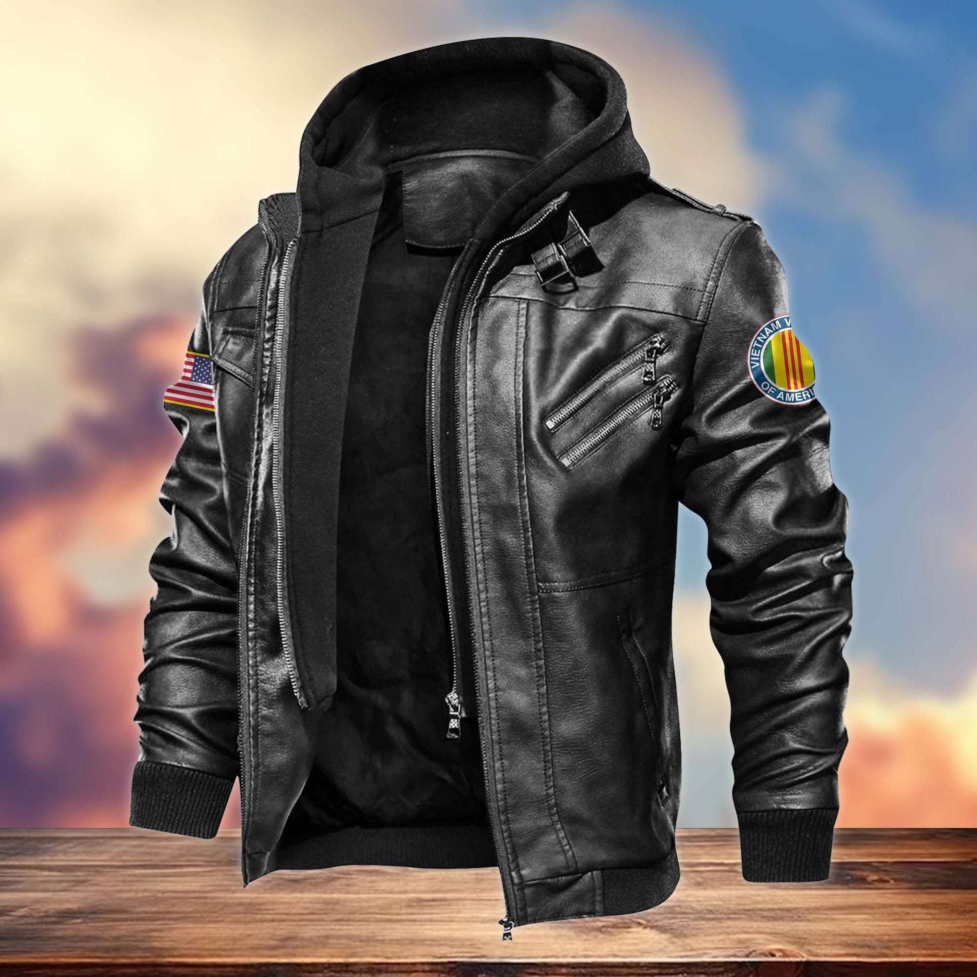 Premium US Veterans Leather Jacket BPVC230902, Gifts For US Veterans, Gifts For Veterans Day
