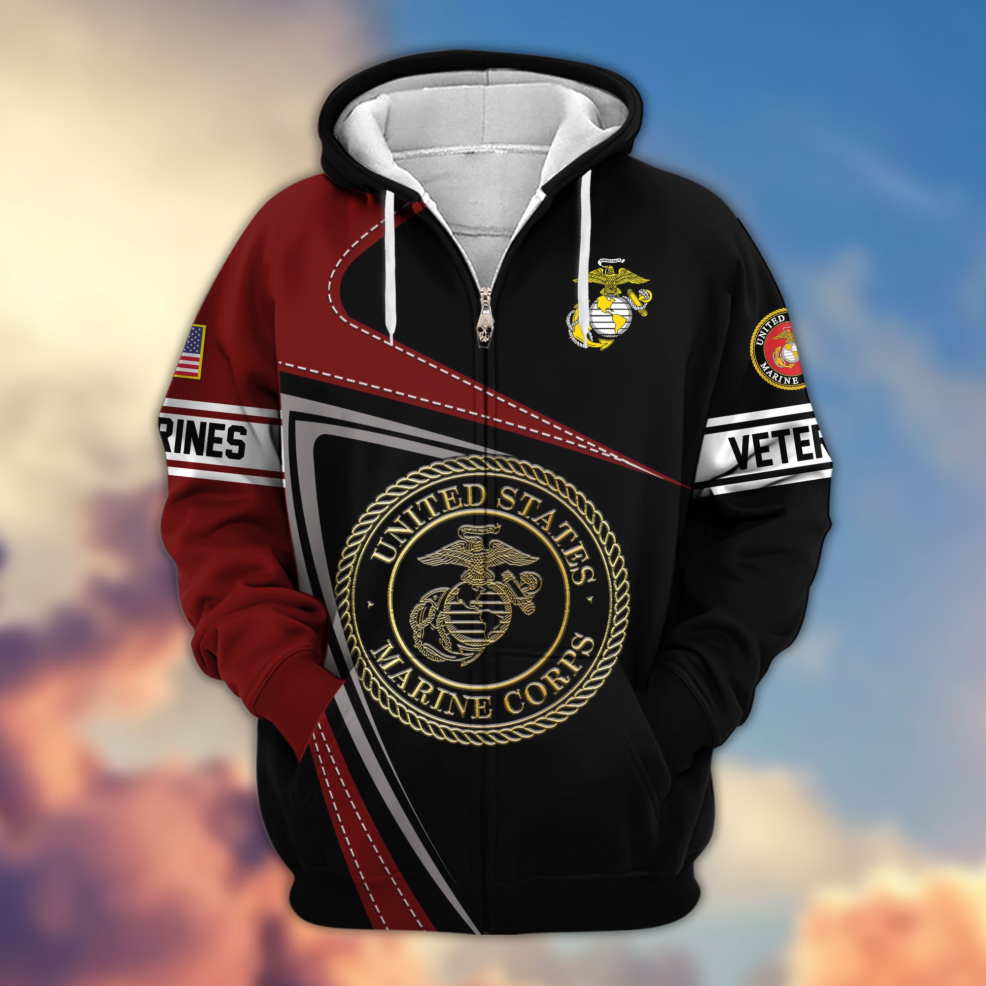 Premium US Veterans Zip Hoodie APHN210812, Gifts For Veterans Day, Gifts For Dad, Gifts For Husband