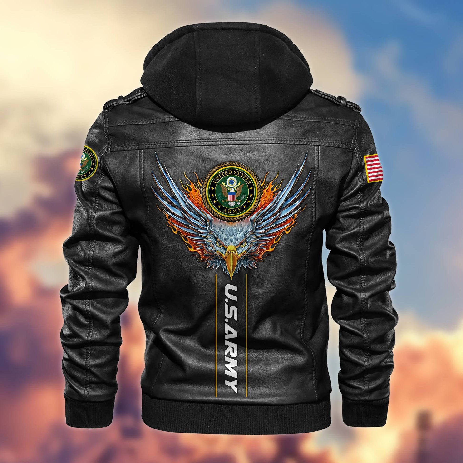 Premium US Veterans Leather Jacket BPVC270901, Gifts For US Veterans, Gifts For Veterans Day