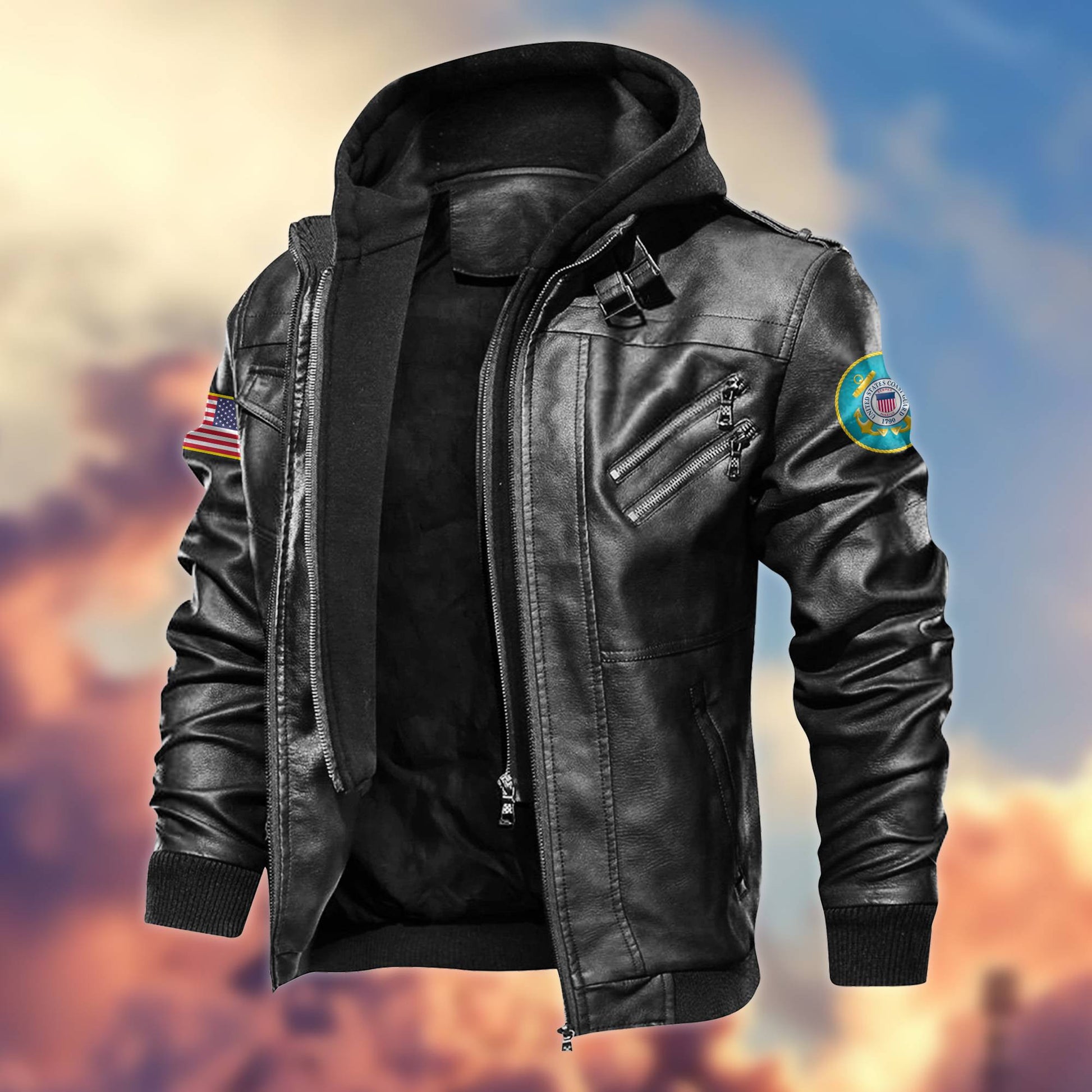 Premium US Veterans Leather Jacket BPVC270901, Gifts For US Veterans, Gifts For Veterans Day