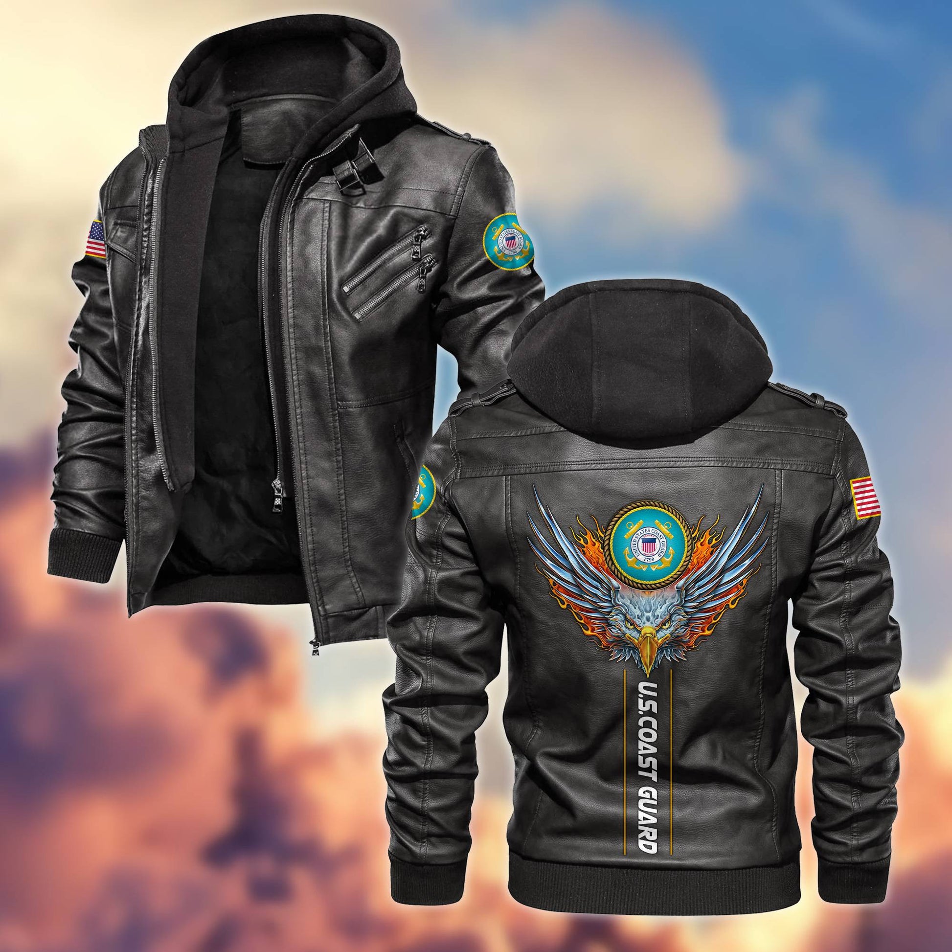 Premium US Veterans Leather Jacket BPVC270901, Gifts For US Veterans, Gifts For Veterans Day