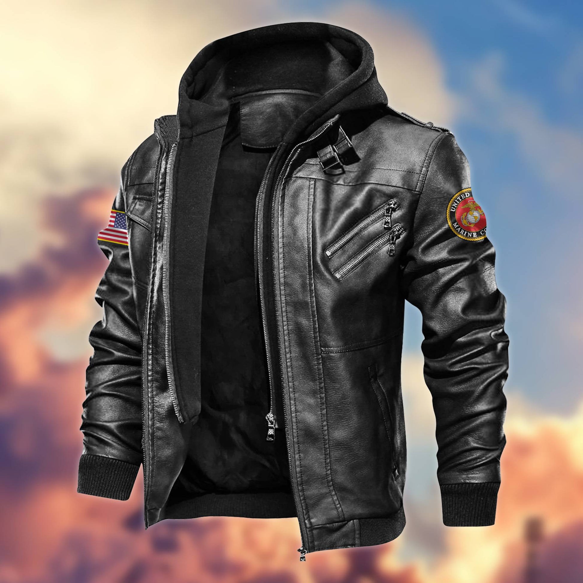 Premium US Veterans Leather Jacket BPVC270901, Gifts For US Veterans, Gifts For Veterans Day