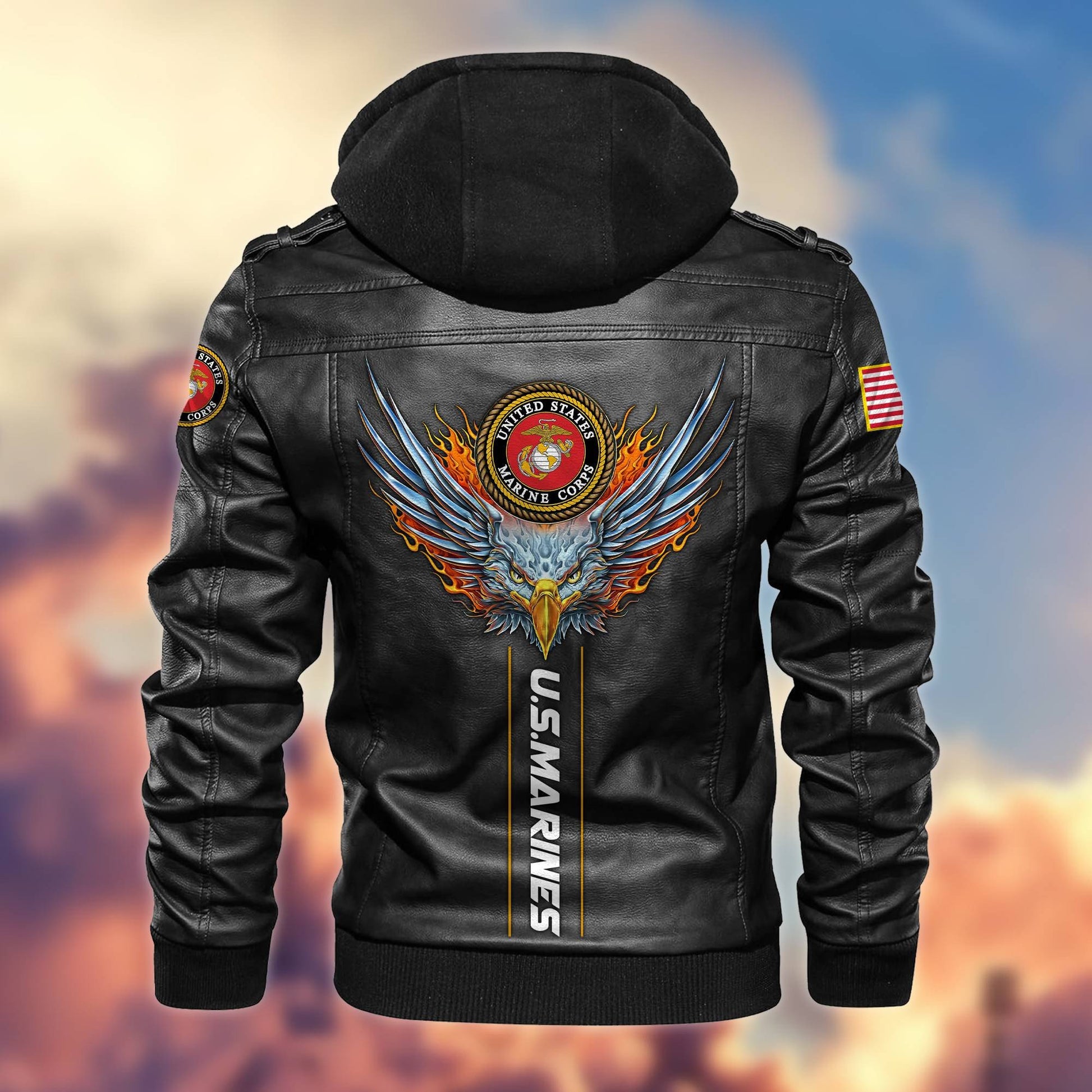 Premium US Veterans Leather Jacket BPVC270901, Gifts For US Veterans, Gifts For Veterans Day