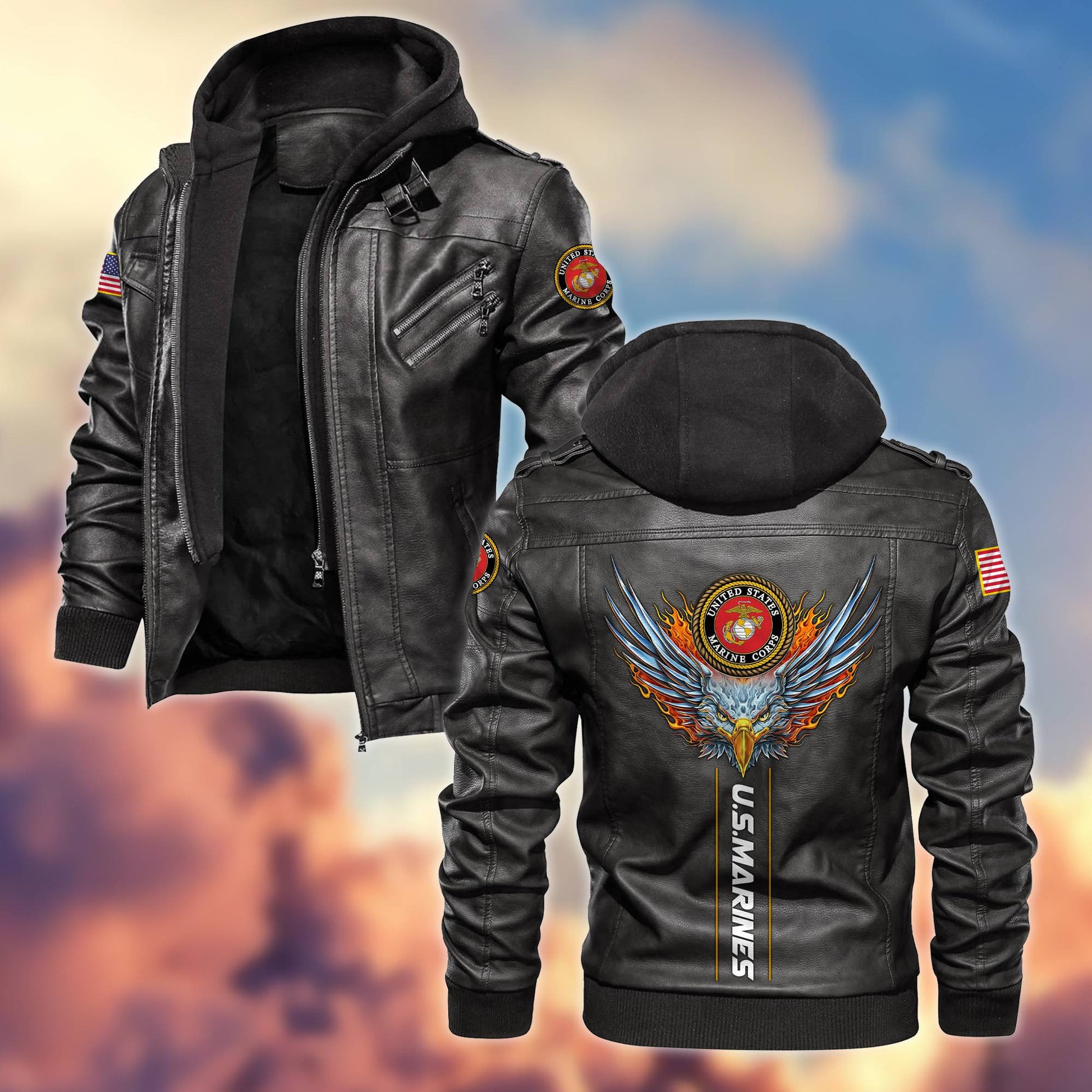 Premium US Veterans Leather Jacket BPVC270901, Gifts For US Veterans, Gifts For Veterans Day