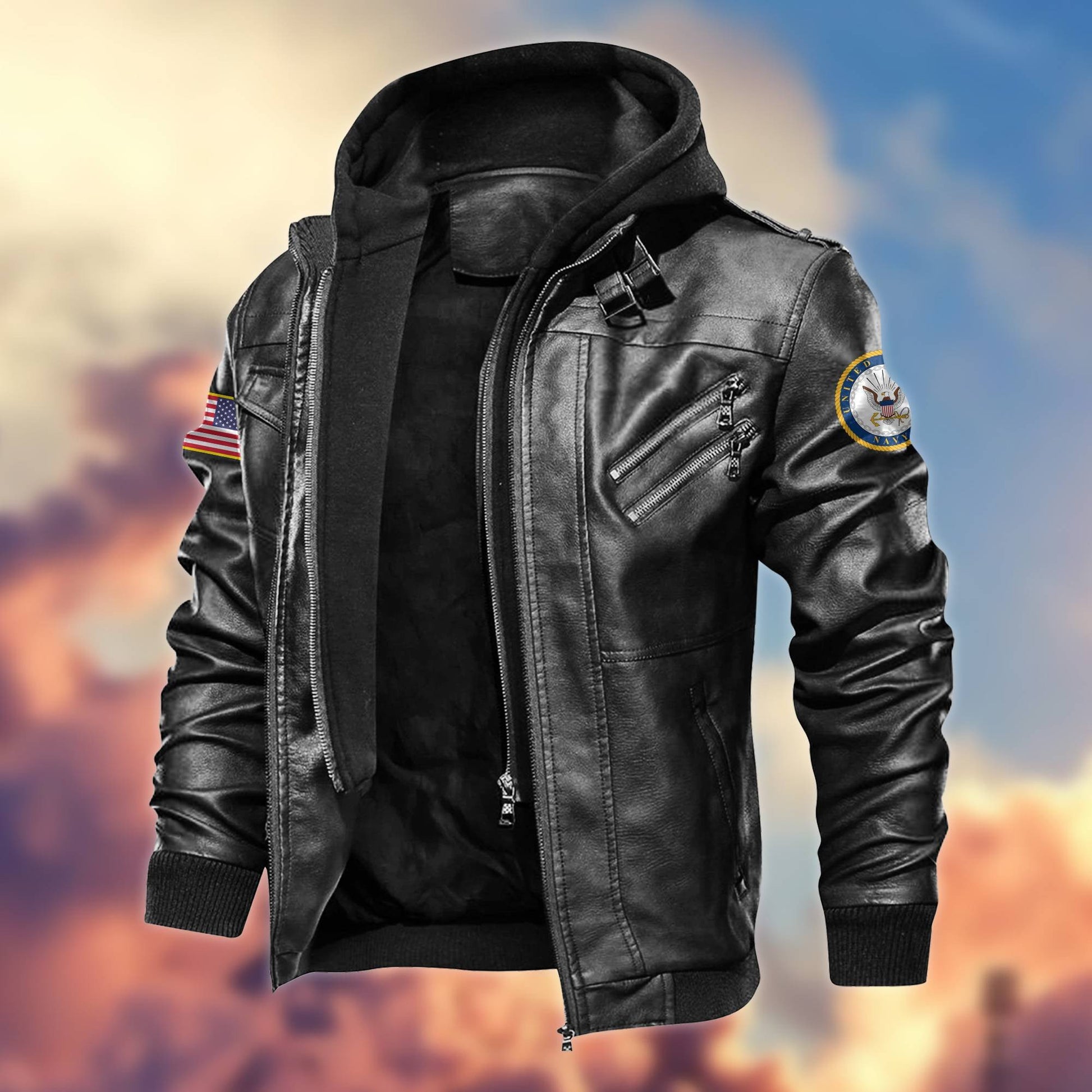 Premium US Veterans Leather Jacket BPVC270901, Gifts For US Veterans, Gifts For Veterans Day