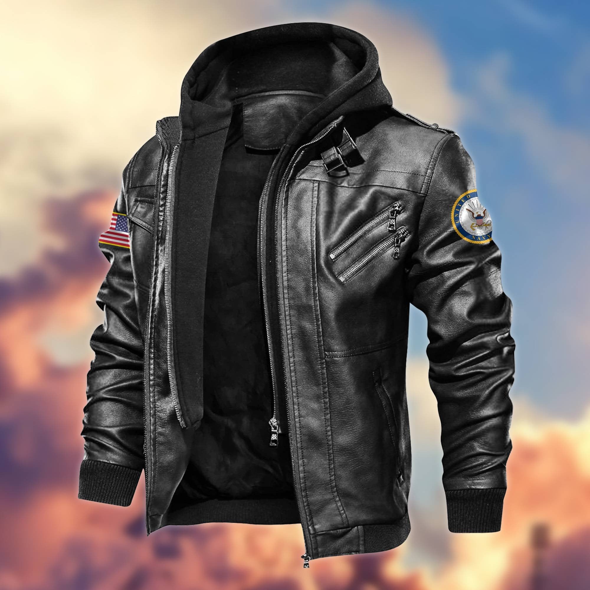 Premium US Veterans Leather Jacket BPVC270901, Gifts For US Veterans, Gifts For Veterans Day