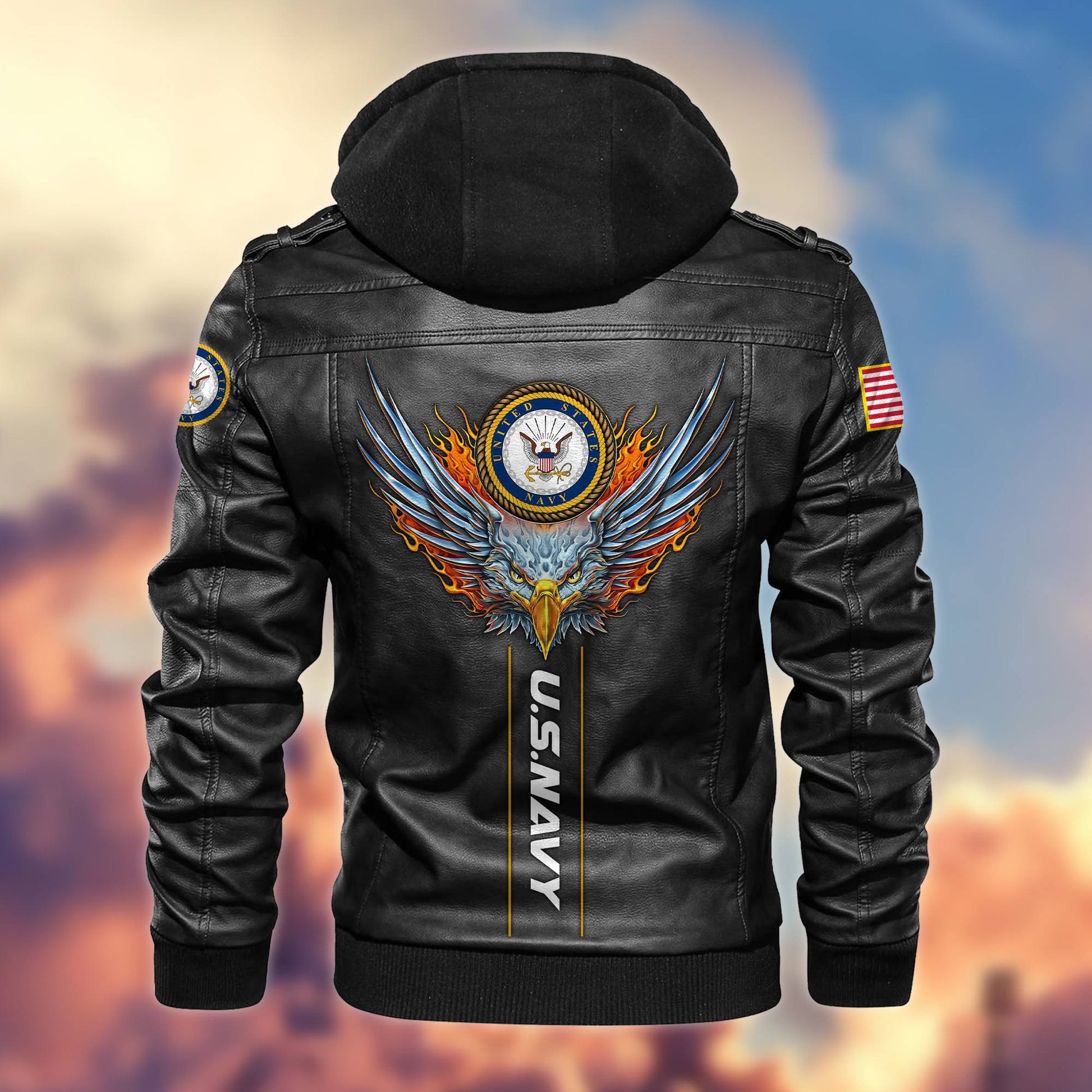 Premium US Veterans Leather Jacket BPVC270901, Gifts For US Veterans, Gifts For Veterans Day