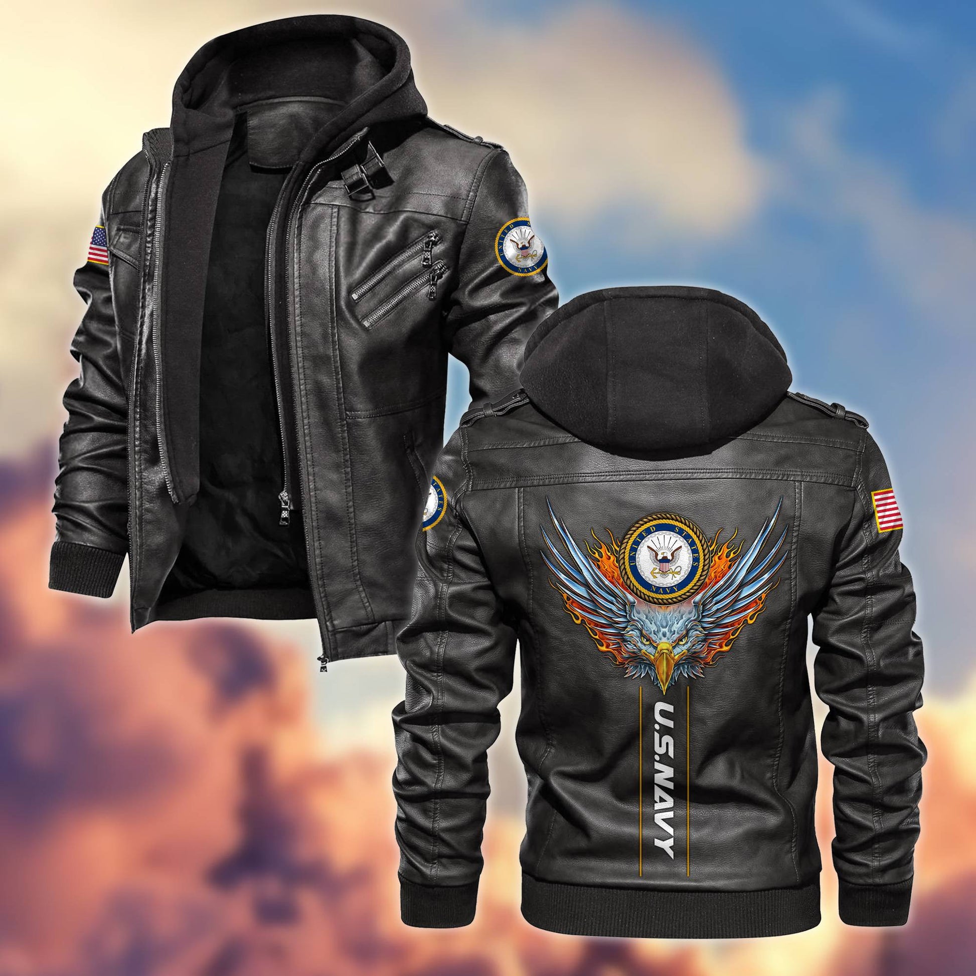 Premium US Veterans Leather Jacket BPVC270901, Gifts For US Veterans, Gifts For Veterans Day
