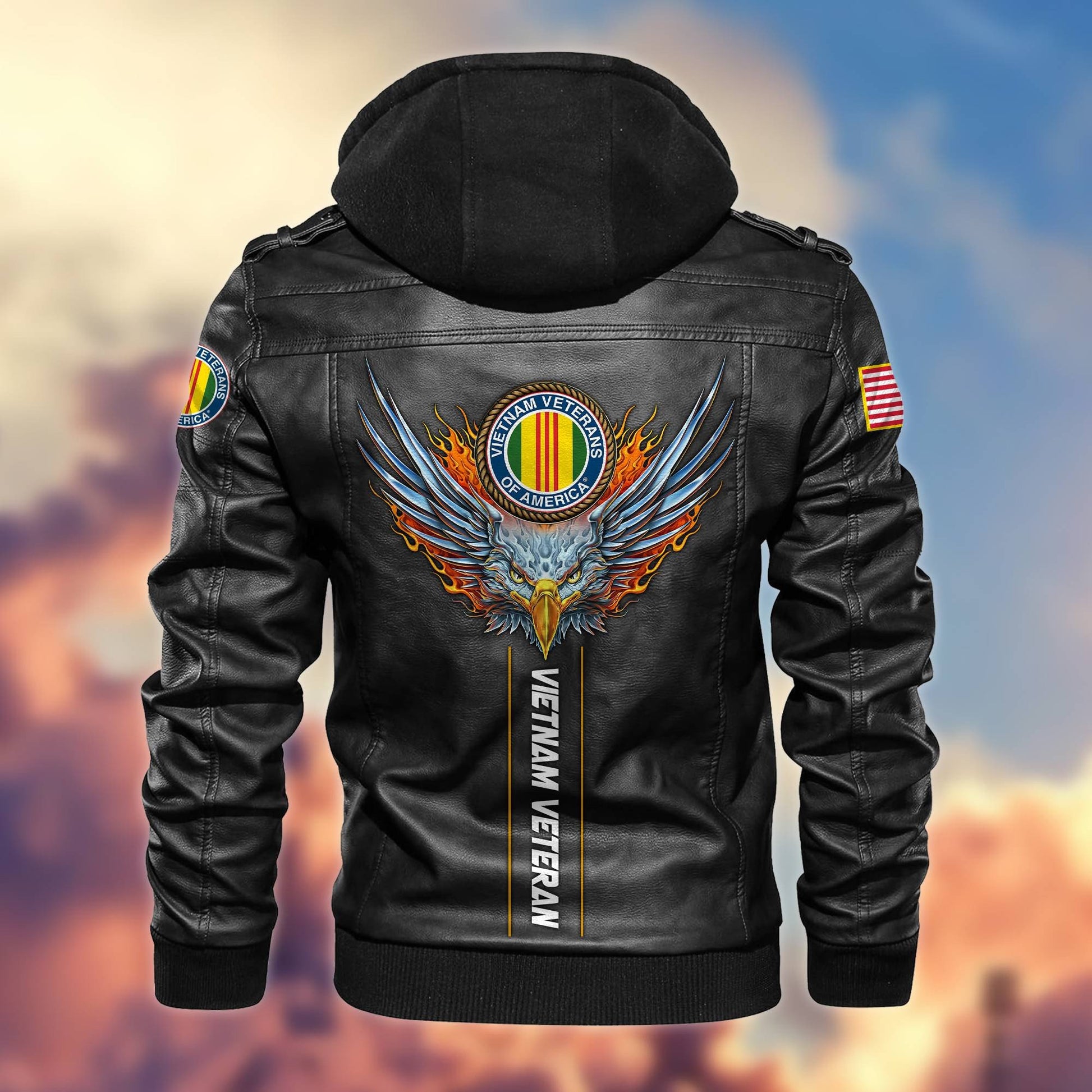 Premium US Veterans Leather Jacket BPVC270901, Gifts For US Veterans, Gifts For Veterans Day
