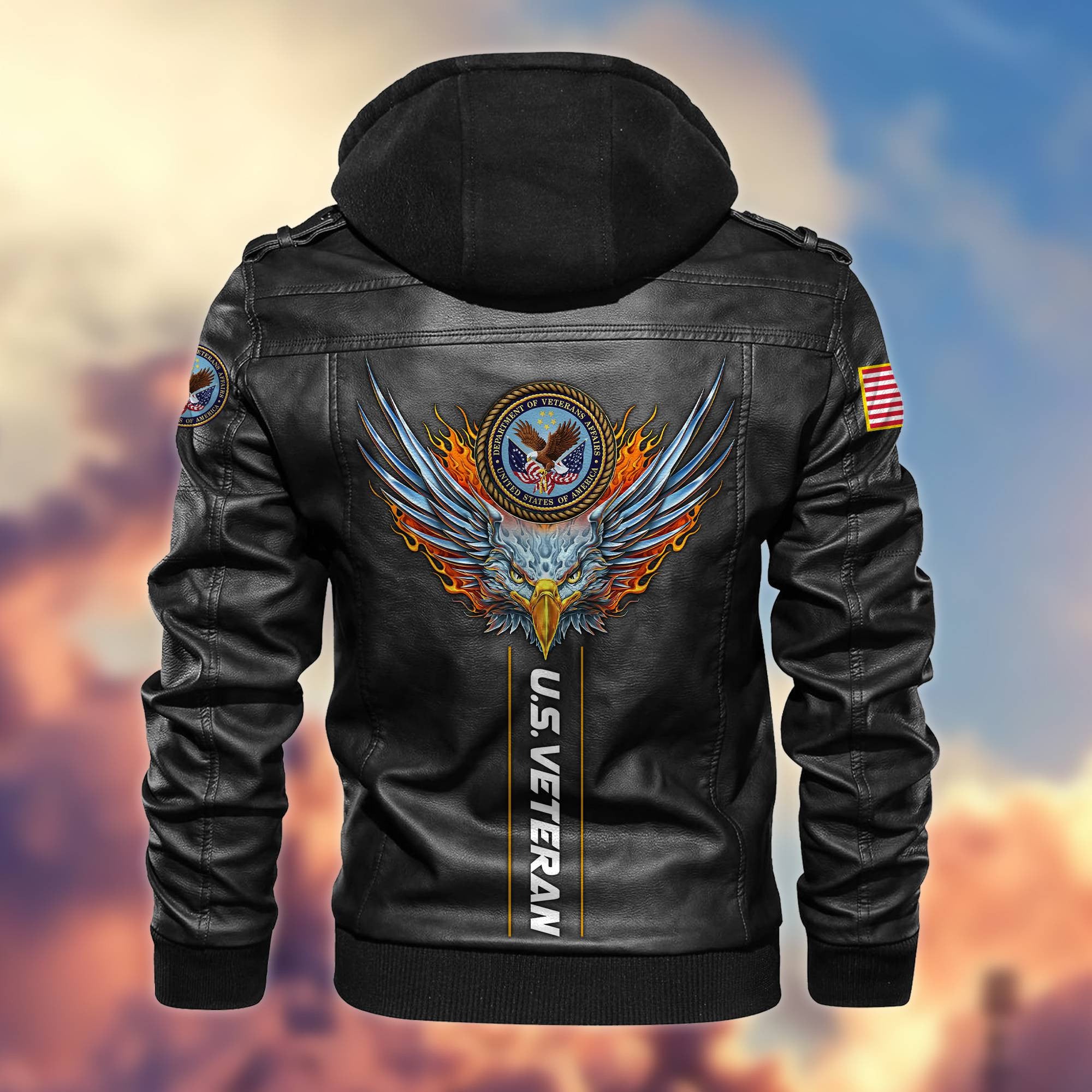 Premium US Veterans Leather Jacket BPVC270901, Gifts For US Veterans, Gifts For Veterans Day