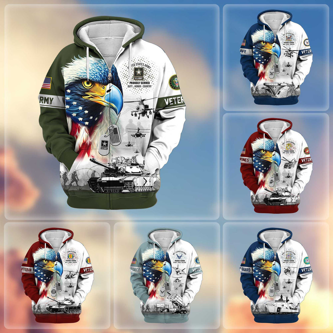 Premium US Veterans Zip Hoodie APHN260913, Gifts For US Veterans, Gifts For Veterans Day