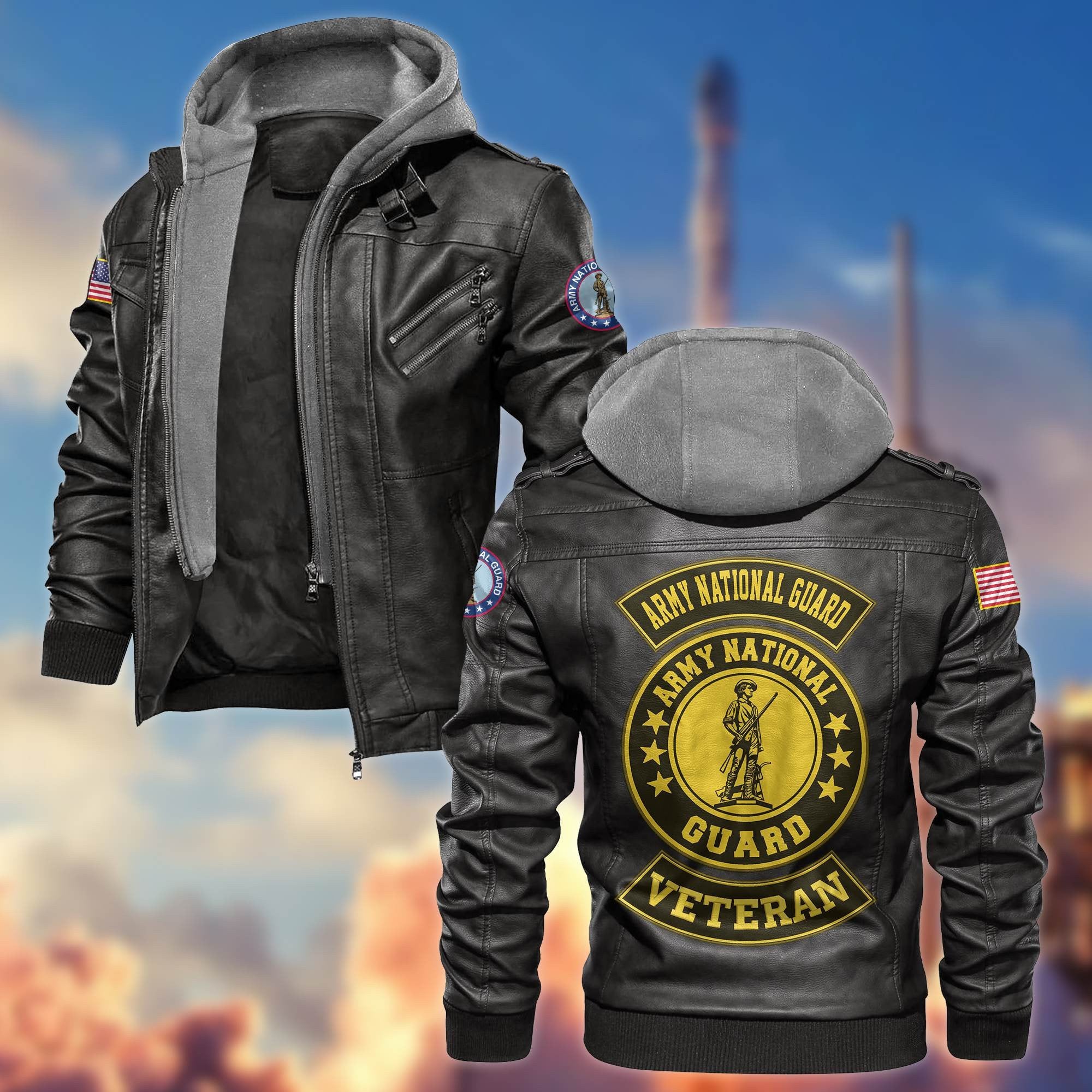 Premium US Veterans Leather Jacket BPVC021002, Gifts For US Veterans, Gifts For Veterans Day