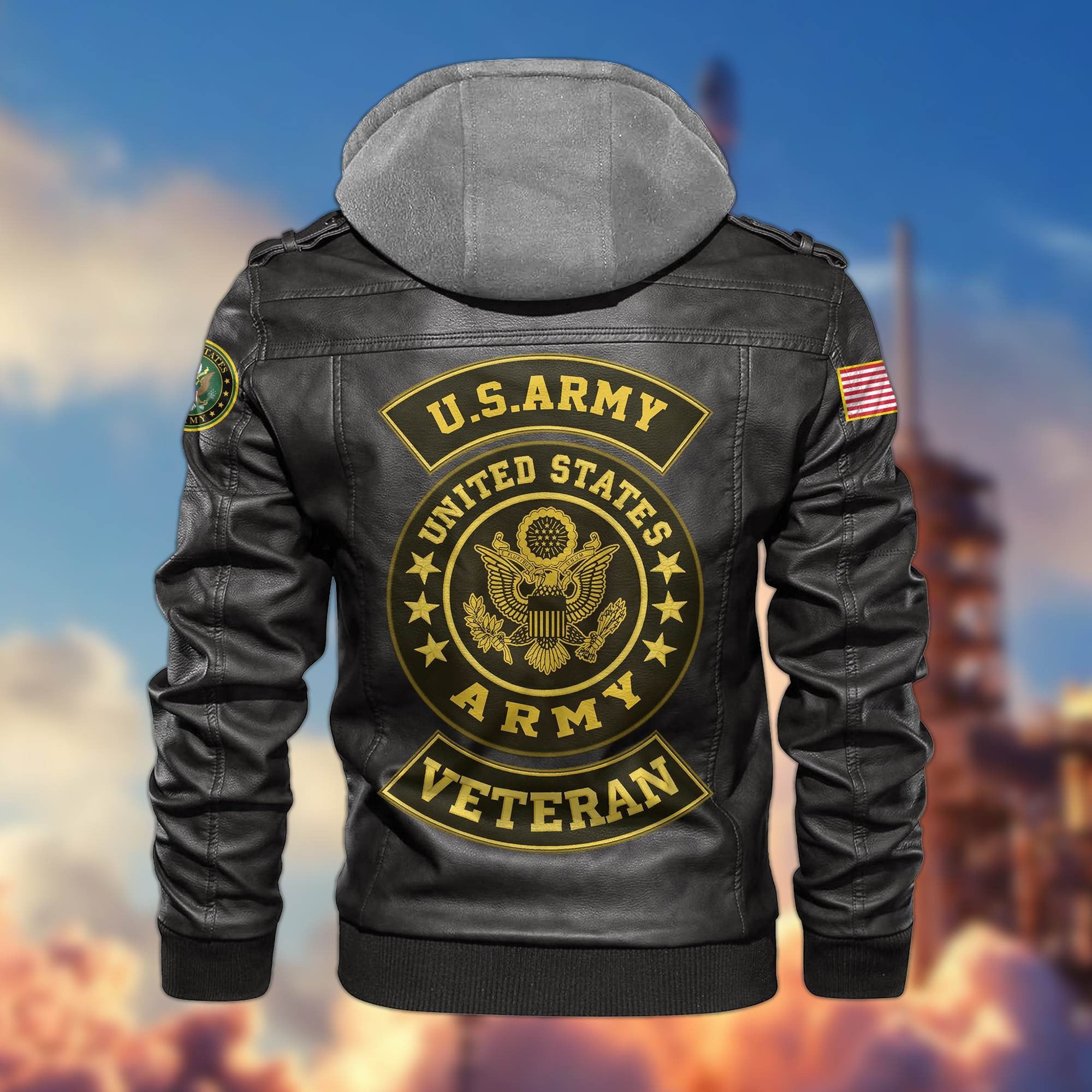 Premium US Veterans Leather Jacket BPVC021002, Gifts For US Veterans, Gifts For Veterans Day