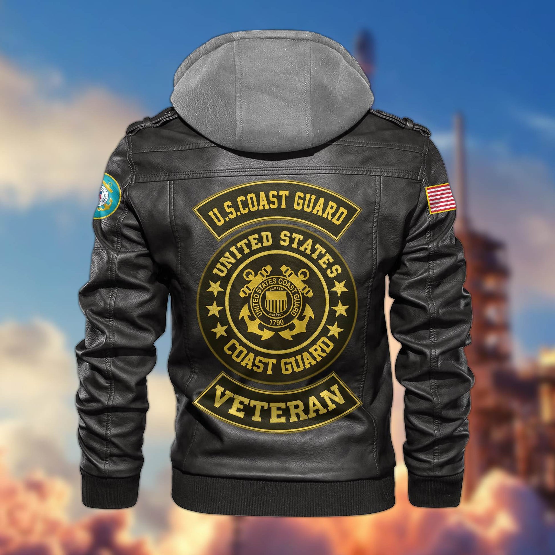 Premium US Veterans Leather Jacket BPVC021002, Gifts For US Veterans, Gifts For Veterans Day