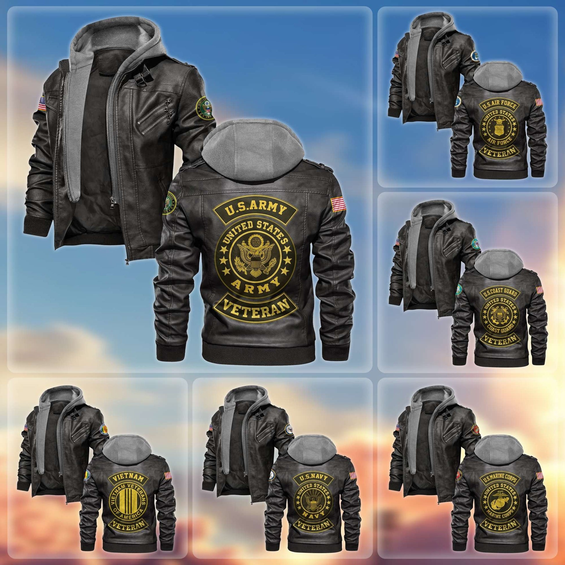 Premium US Veterans Leather Jacket BPVC021002, Gifts For US Veterans, Gifts For Veterans Day