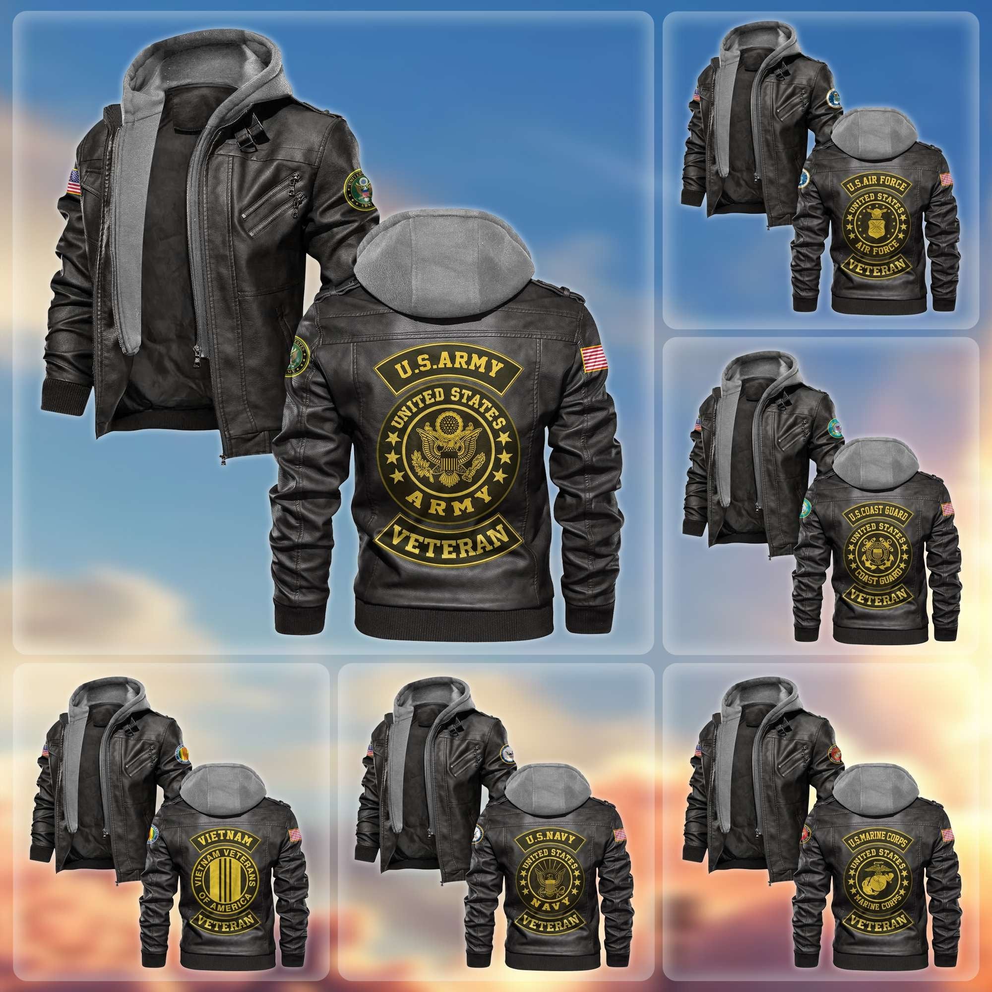 Premium US Veterans Leather Jacket BPVC021002, Gifts For US Veterans, Gifts For Veterans Day