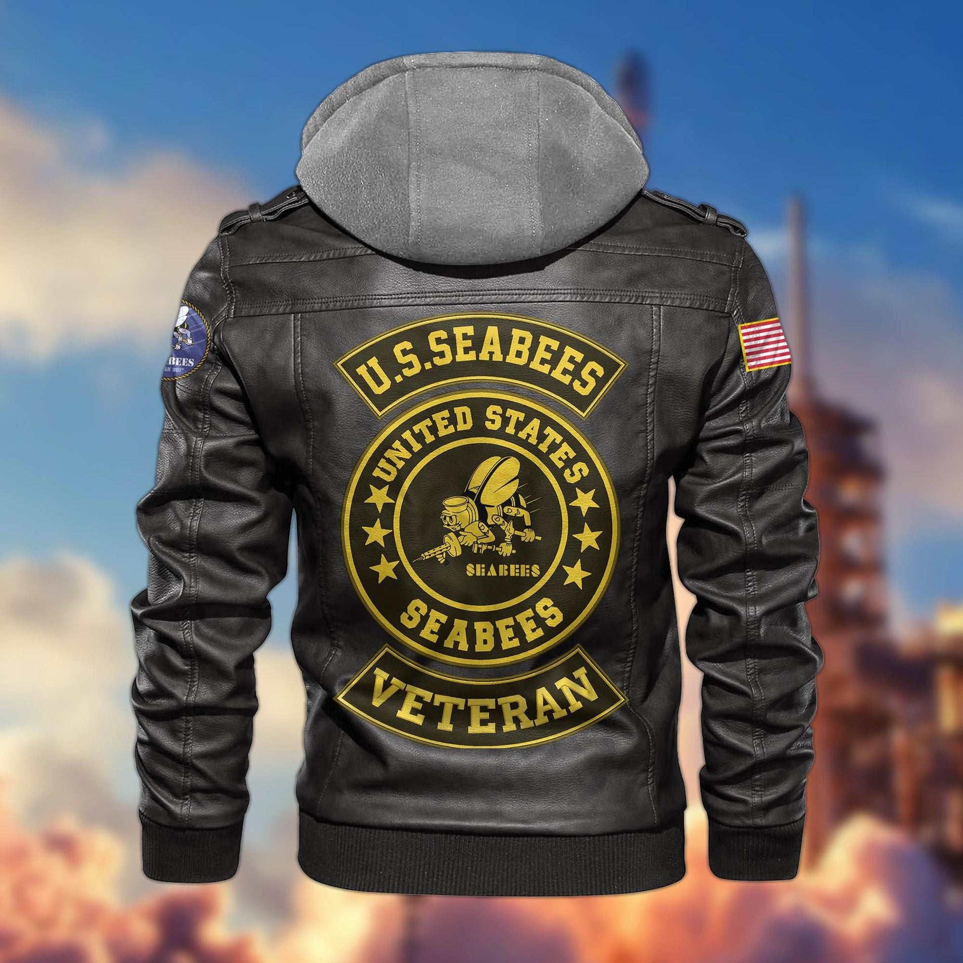 Premium US Veterans Leather Jacket BPVC021002, Gifts For US Veterans, Gifts For Veterans Day