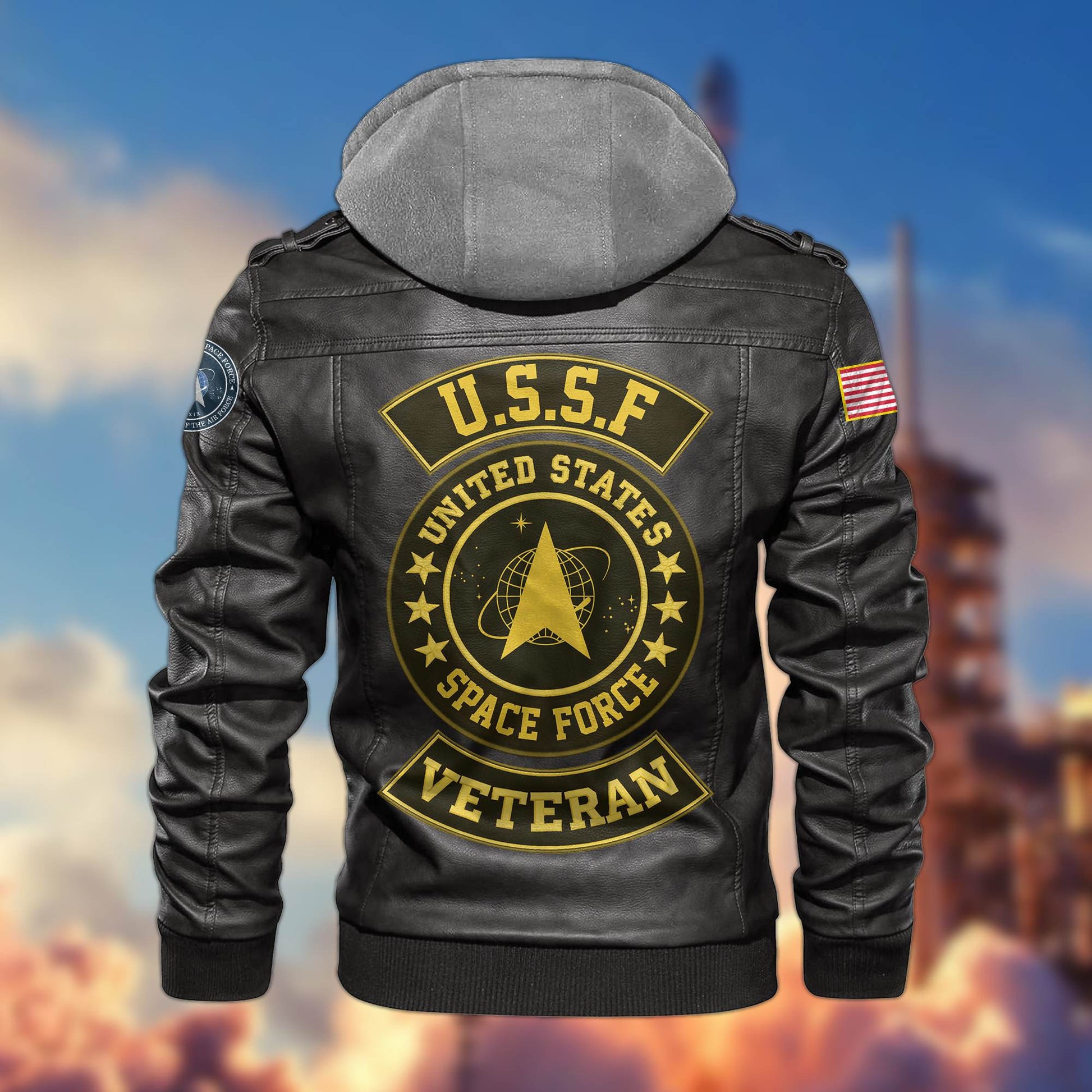 Premium US Veterans Leather Jacket BPVC021002, Gifts For US Veterans, Gifts For Veterans Day
