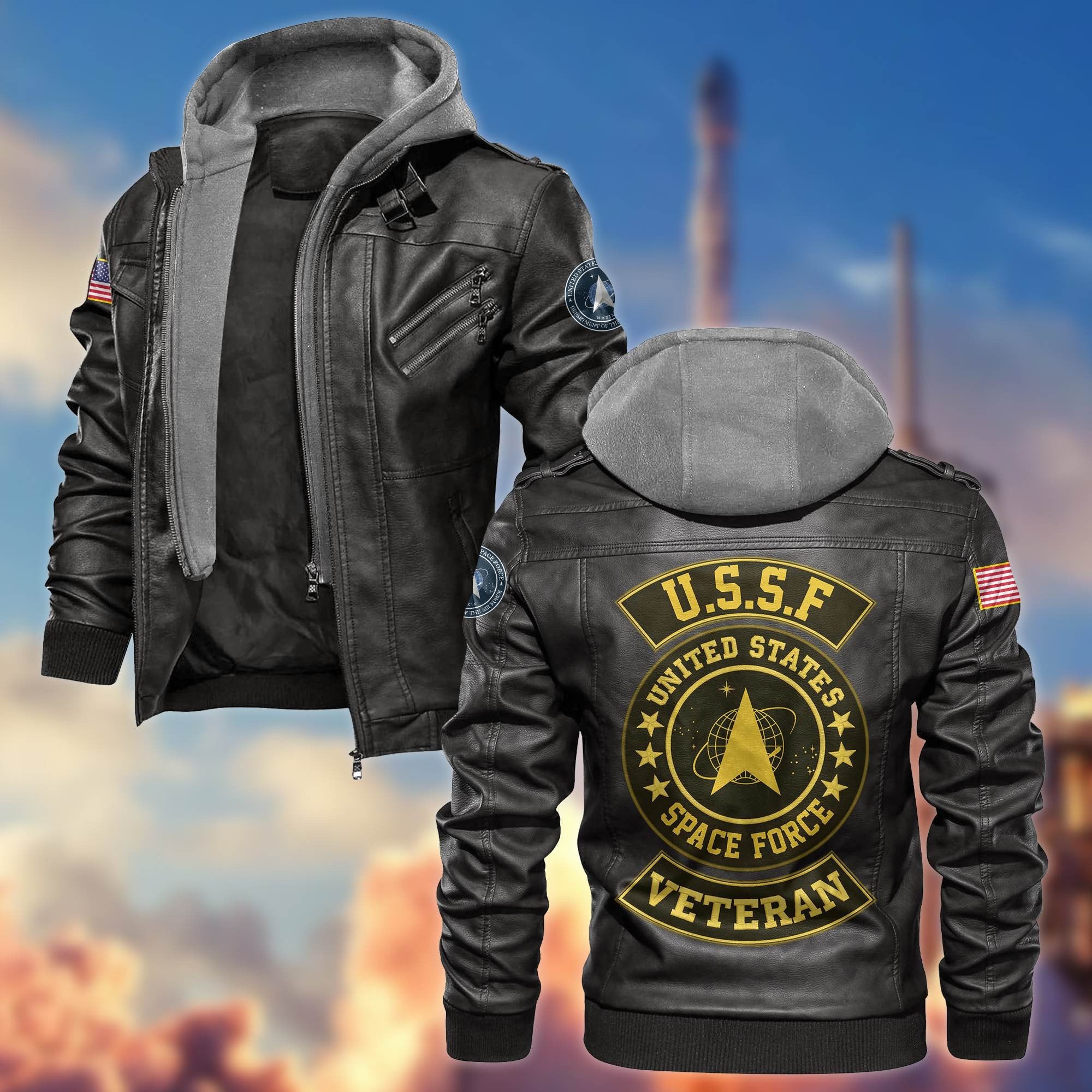 Premium US Veterans Leather Jacket BPVC021002, Gifts For US Veterans, Gifts For Veterans Day
