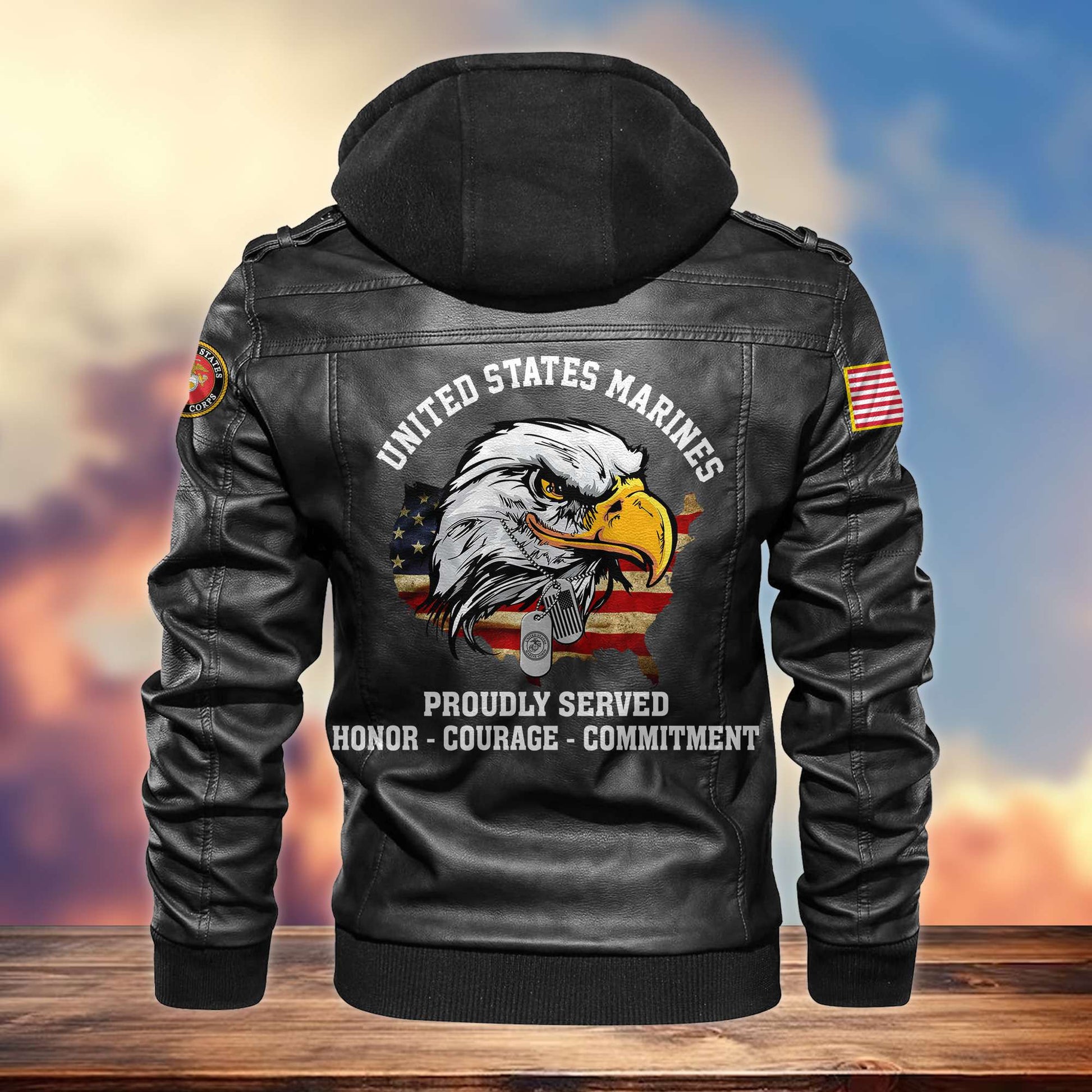 Premium US Veterans Leather Jacket APHN300913, Gifts For US Veterans, Gifts For Veterans Day