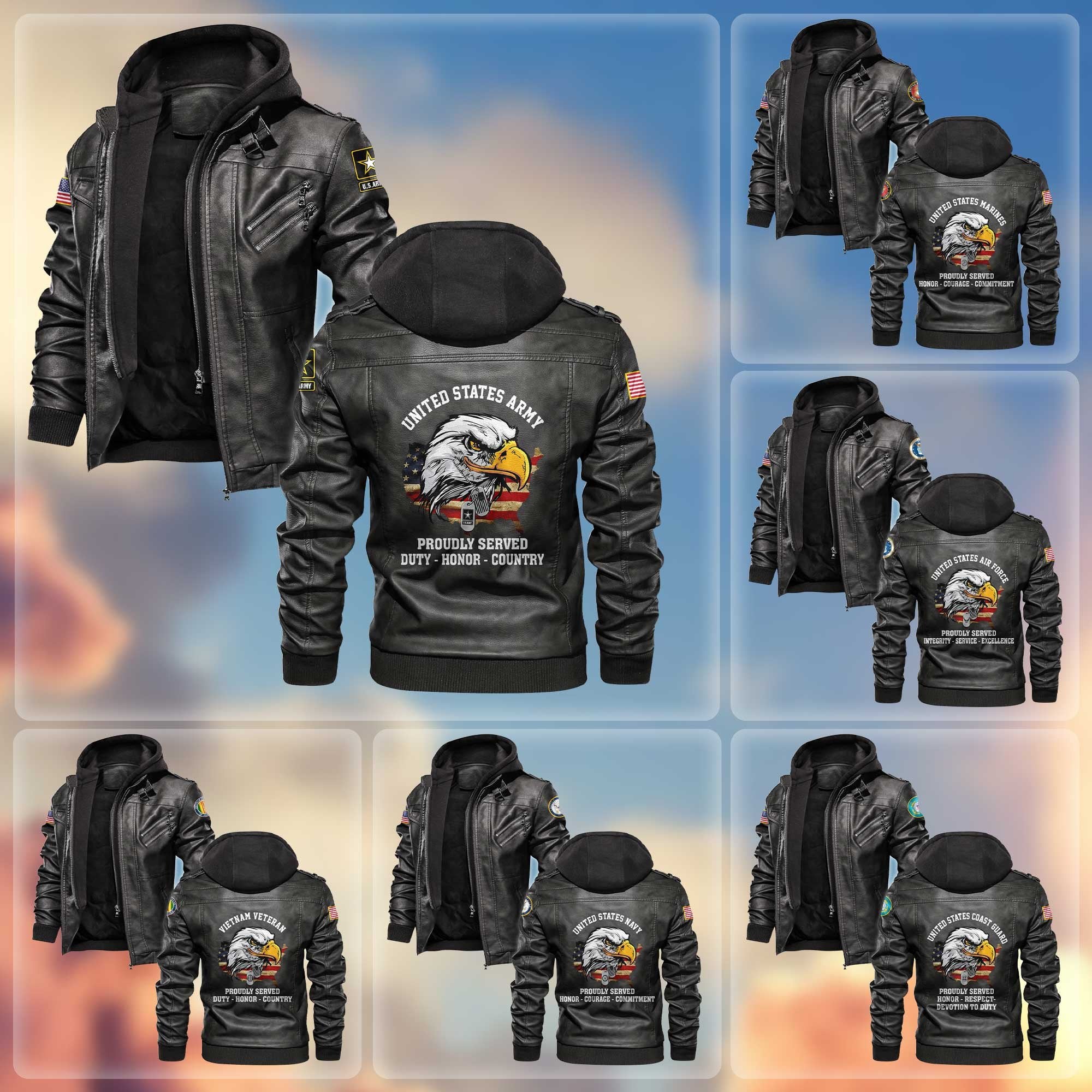 Premium US Veterans Leather Jacket APHN300913, Gifts For US Veterans, Gifts For Veterans Day