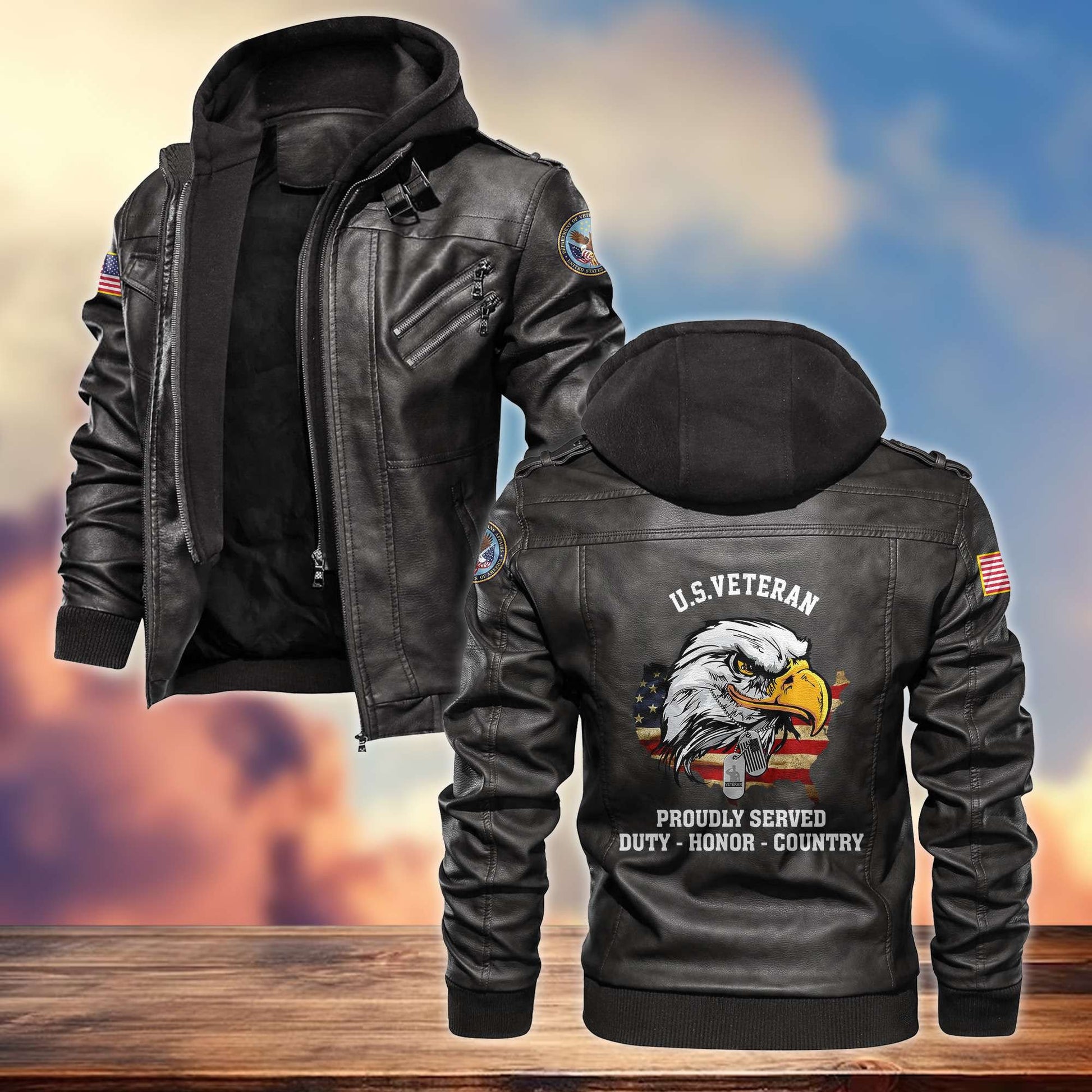 Premium US Veterans Leather Jacket APHN300913, Gifts For US Veterans, Gifts For Veterans Day