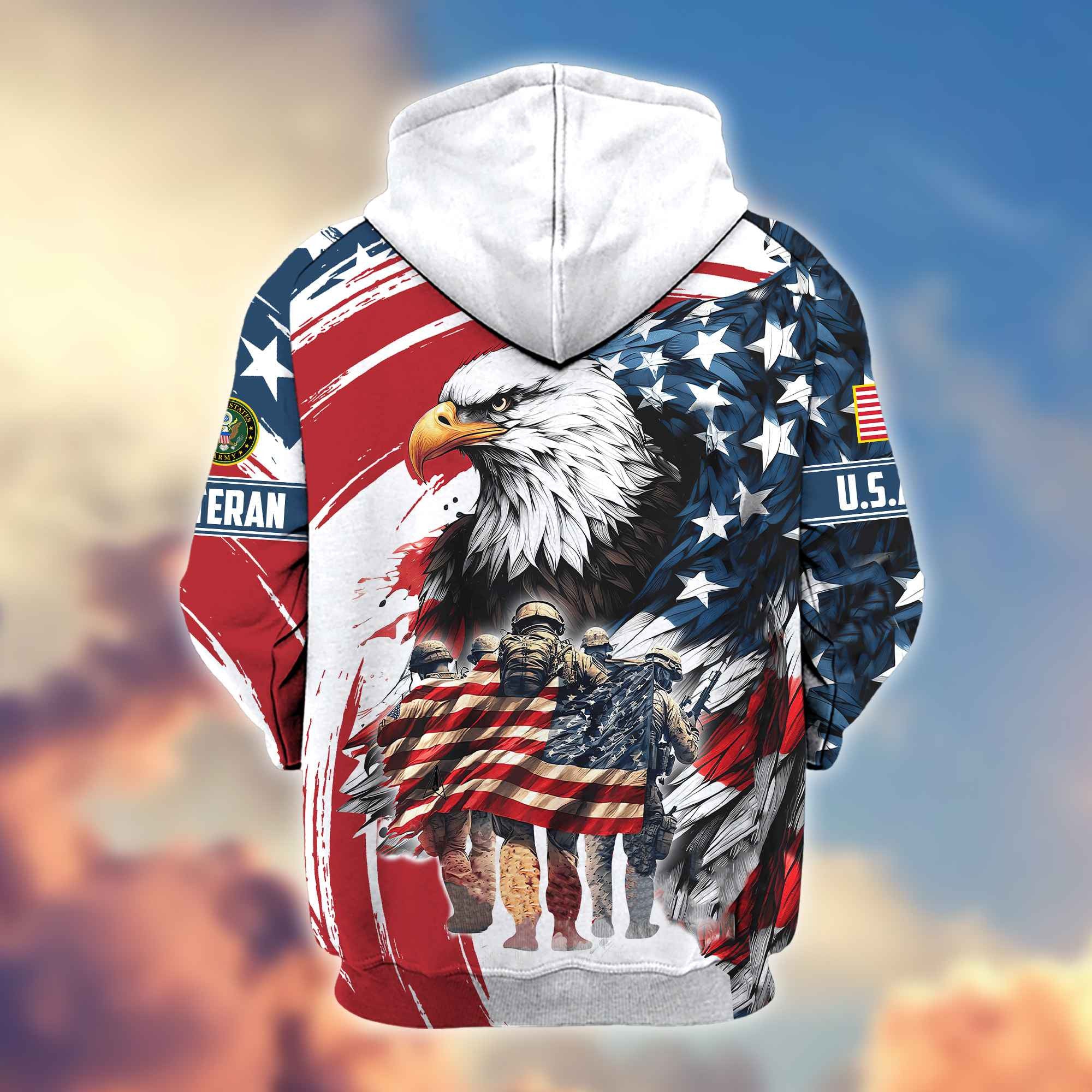 Premium US Army Veterans Zip Hoodie VPVC603801, Gifts For Army Veteran